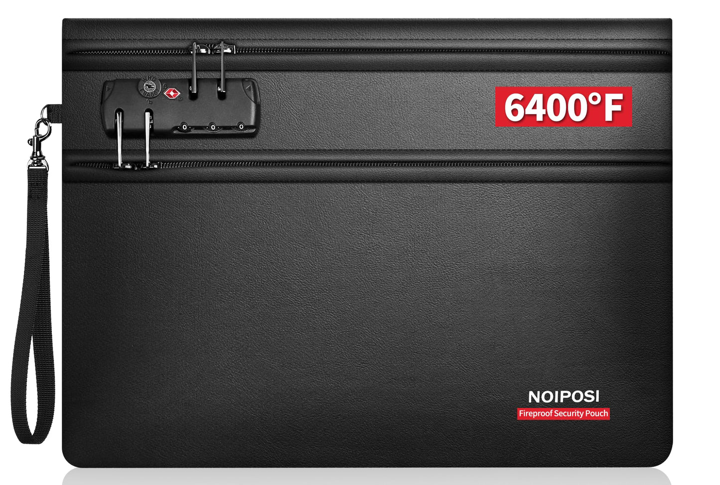 Noiposi 6400? Fireproof Document Bag with Lock,Dual-Zip Compartments Fireproof Money Bag for Cash and Documents,12 Layers Heat Insulated Fireproof