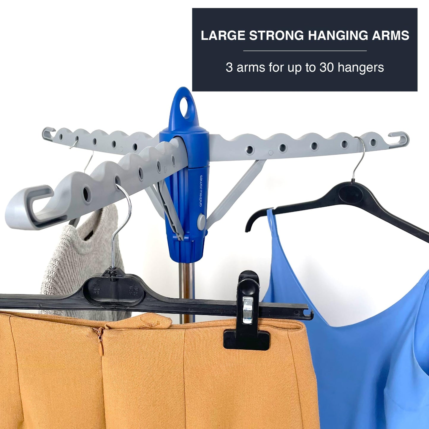Andrew James Clothes Rail Airer Drier | Adjustable Portable Clothes Horse Tripod Design | Folds Flat for Storage Easy Setup | Great for Indoor Outdoor