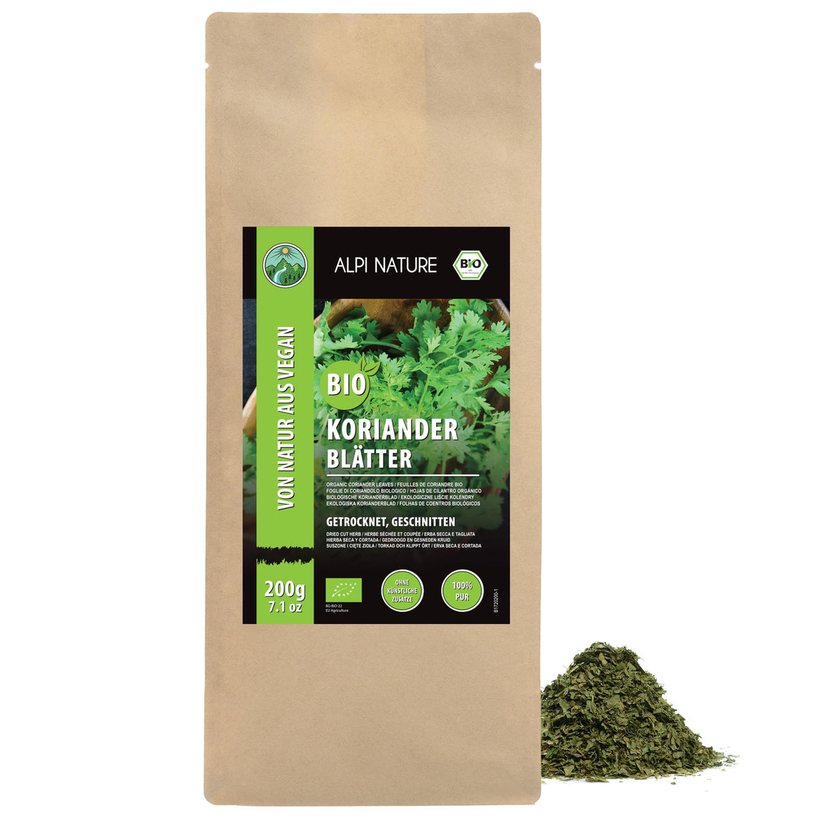 Alpi Nature Organic Coriander Leaves 200g 7.1 oz, Dried and Cut Coriander Leaves for Cooking