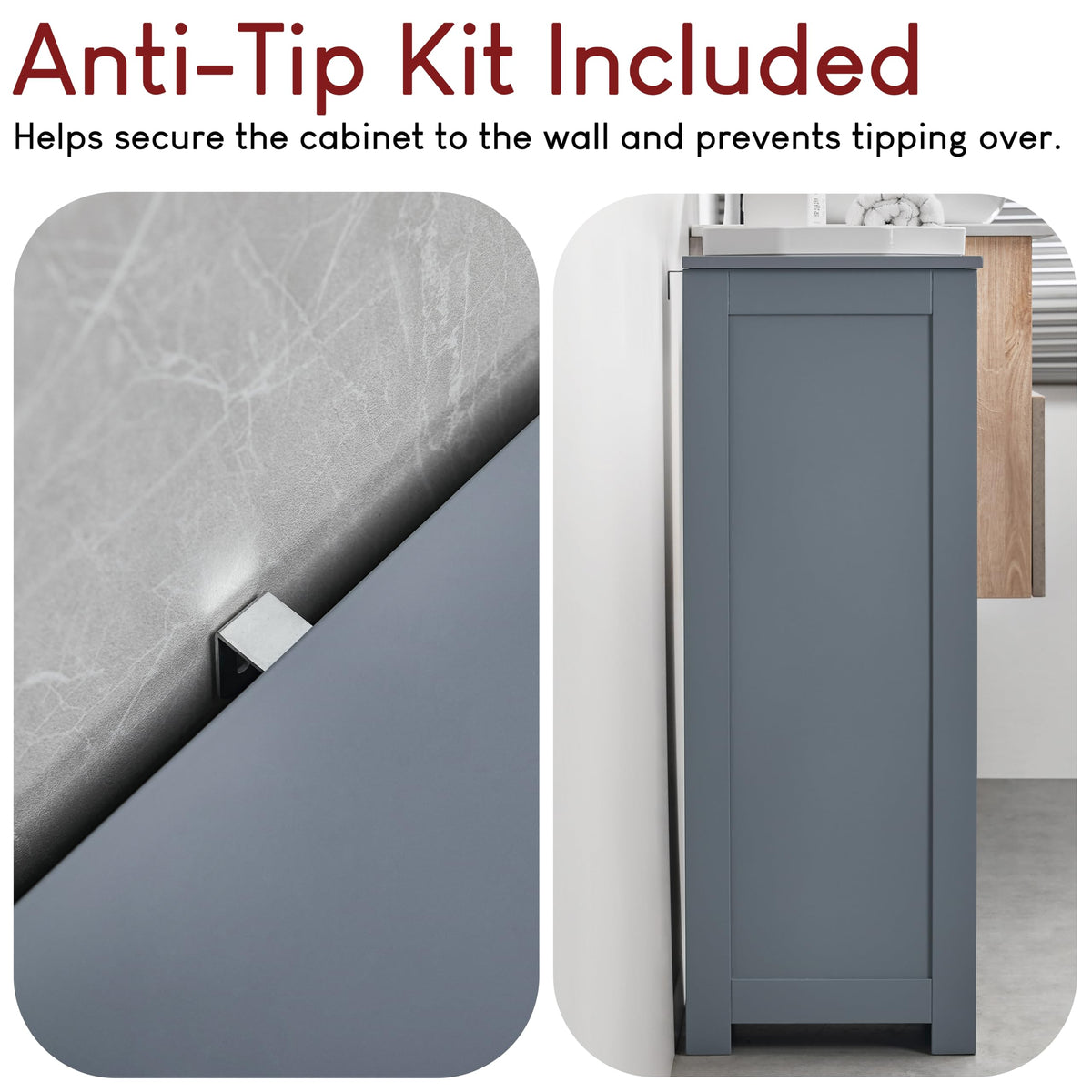 Bath Vida Priano Freestanding 4 Drawer 1 Door Bathroom Floor Cabinet, Grey