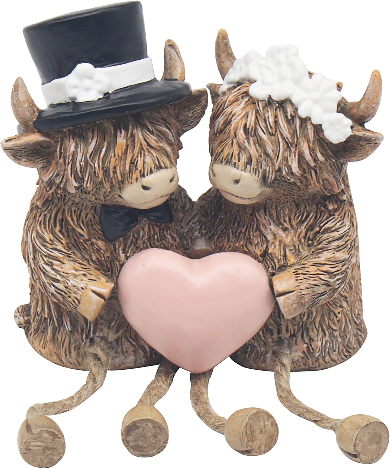 Happy Highland Cow Wedding Day Decor Figurines