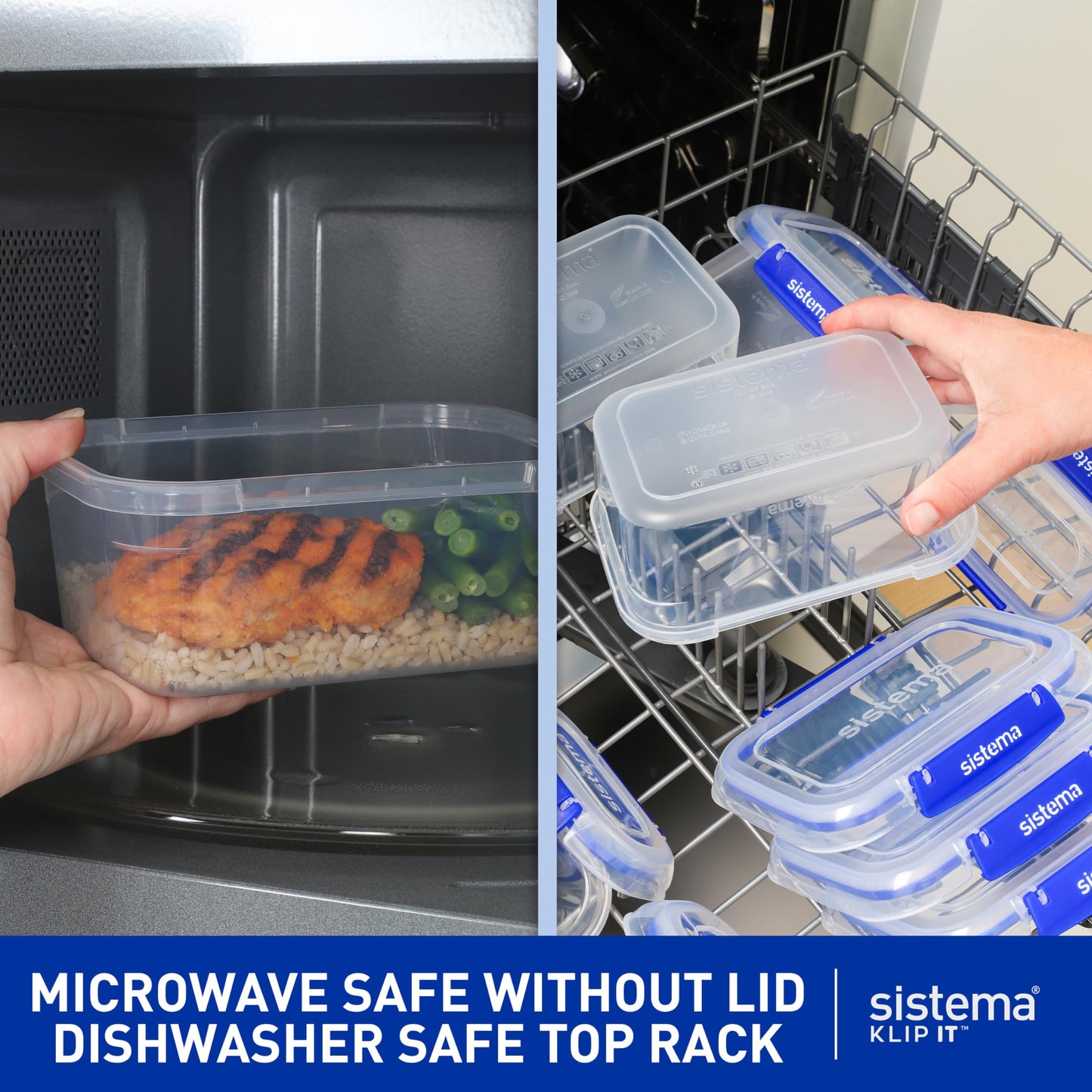 Sistema KLIP IT Food Storage Containers | Airtight & Stackable Meal Prep Containers with Lids | School Lunch Boxes & Snack Boxes | BPA-Free | 28 Count