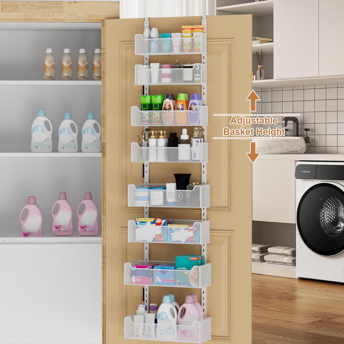 VyGrow Over The Door Storage, 8-tier Metal Door Organiser Hanging with Adjustable Baskets