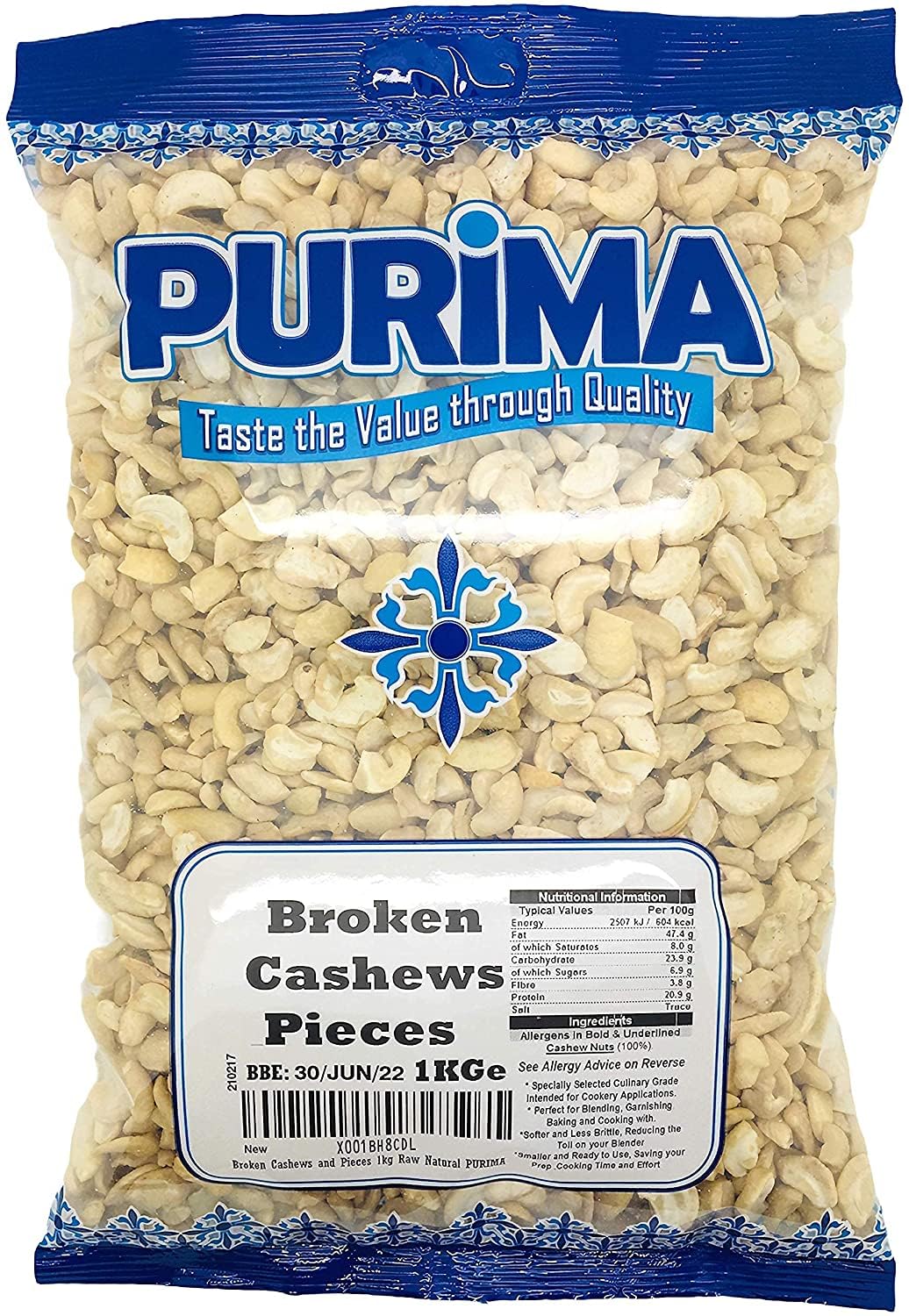 Broken Cashew Nuts 1kg - 100% Raw Broken Cashews 1 kg Bag - Pieces Premium Quality Nut - for use in Home Cooking Baking Milk Cheese Bulk Value -
