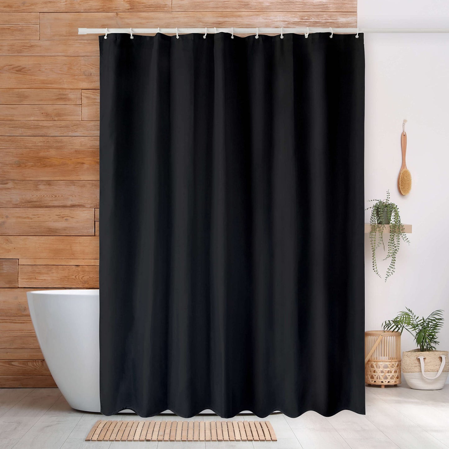 qtlines Shower Curtains for Bathroom, Machine Washable Waterproof Mould Resistant Polyester Fabric Curtains, Weighted Hem