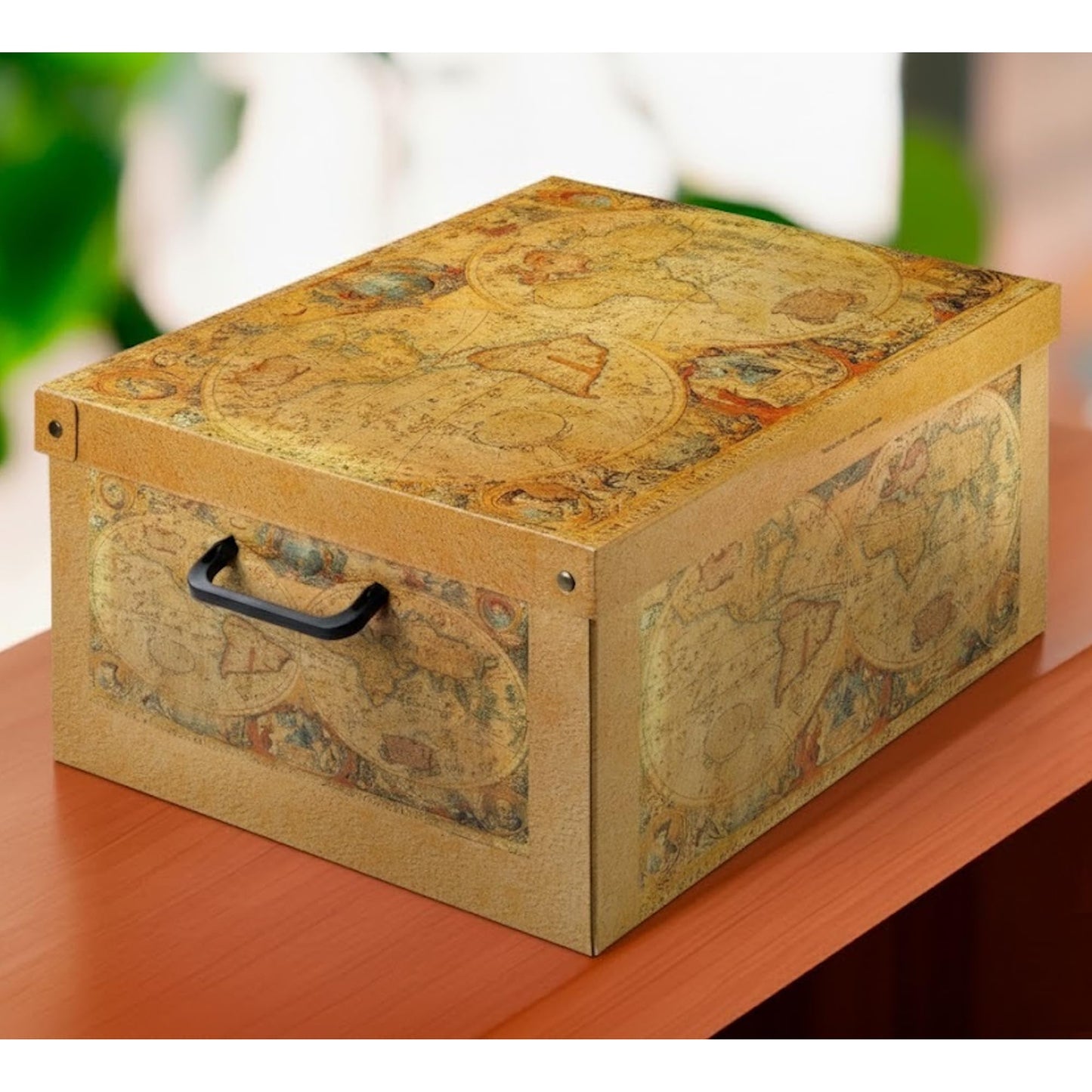 Lavatelli Cardboard Storage Boxes with Lid World Map 32x42x21cm Bedroom