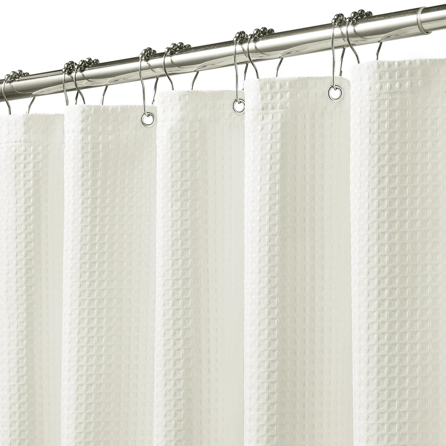 FY&XZH Heavy-Duty Waffle Weave Shower Curtain with Stainless Steel Hooks, Thick Fabric for Bathroom, Hotel, Spa & Salon-183 x 214cm (Beige)