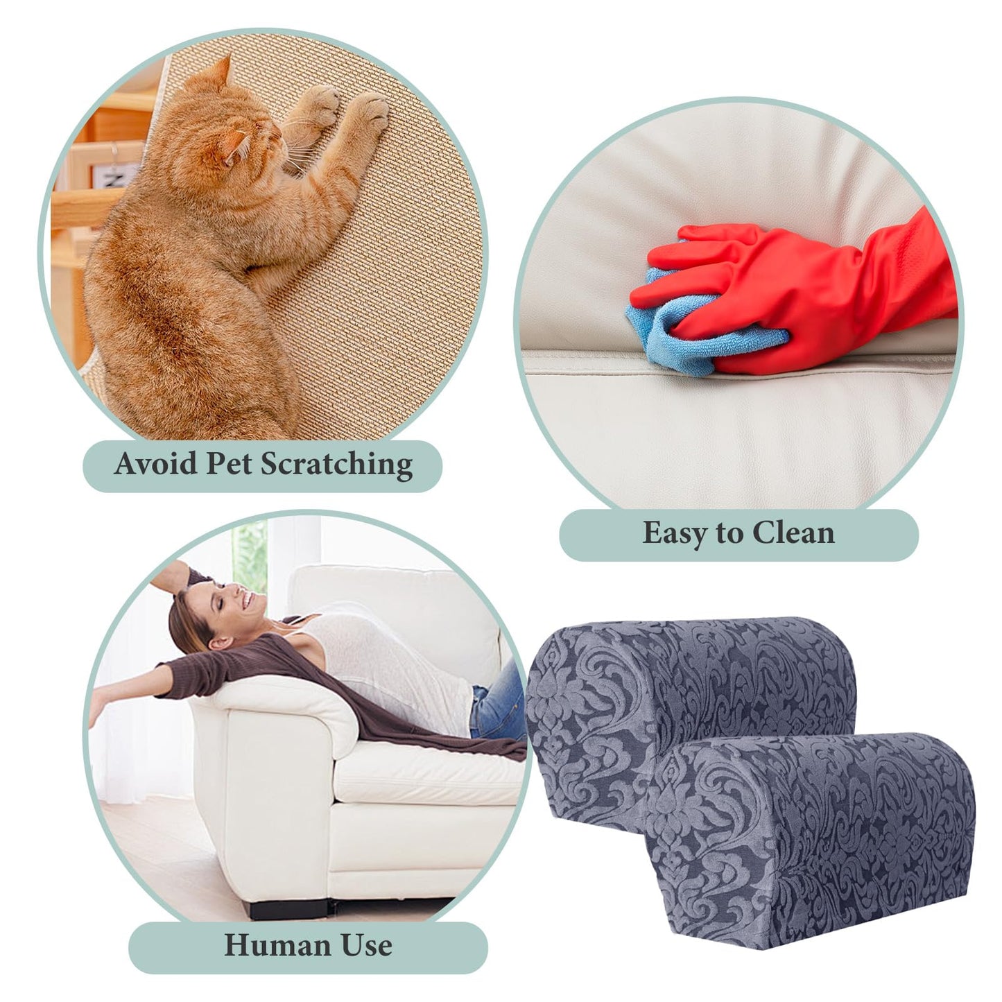 YancLife Armrest Chair Covers, Set of 4 Stretch Armchair Couch Armchair Covers for Arms Sofa
