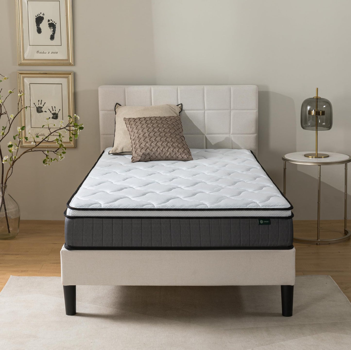 Zinus Memory Foam Pocket Sprung Mattress, White, 90 x 190 cm