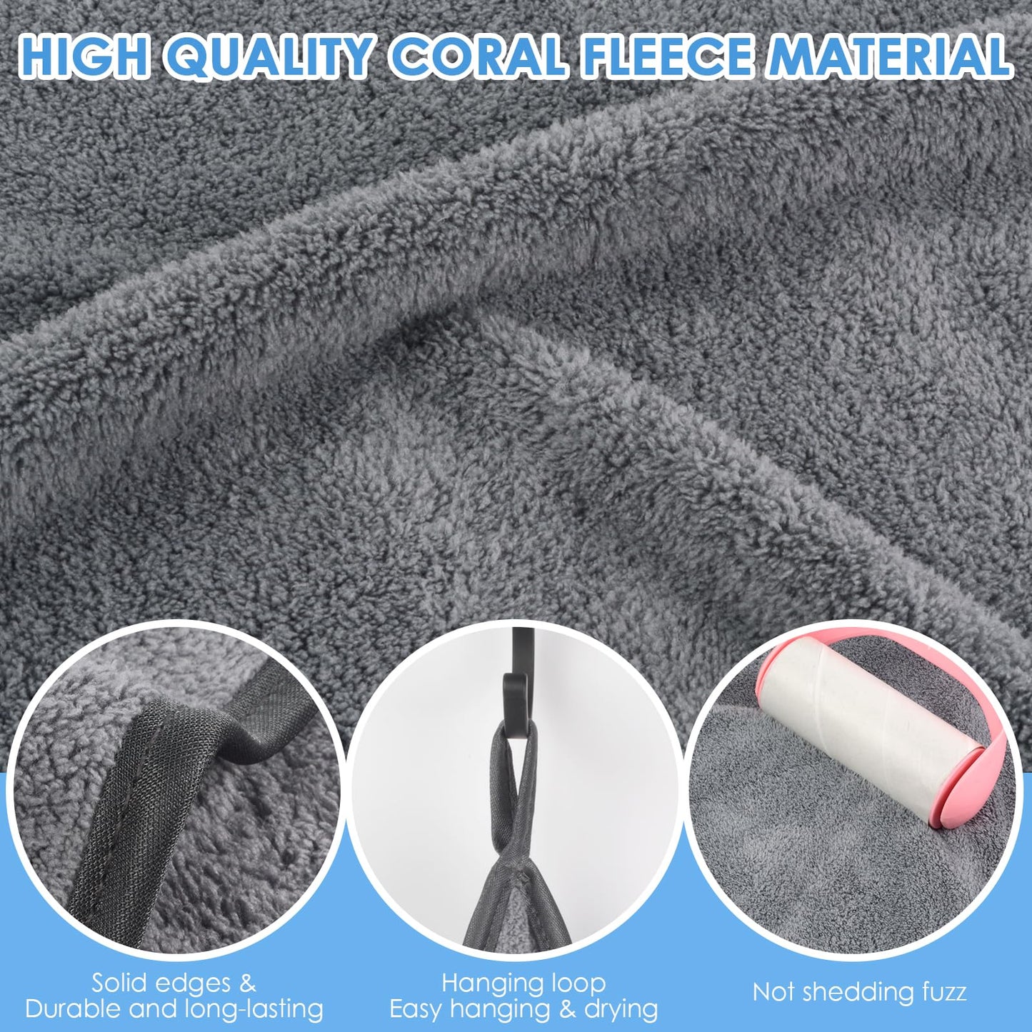 VIVOTE Hand Towels with Hanging Loop Microfiber Kitchen Hand Towels Grey