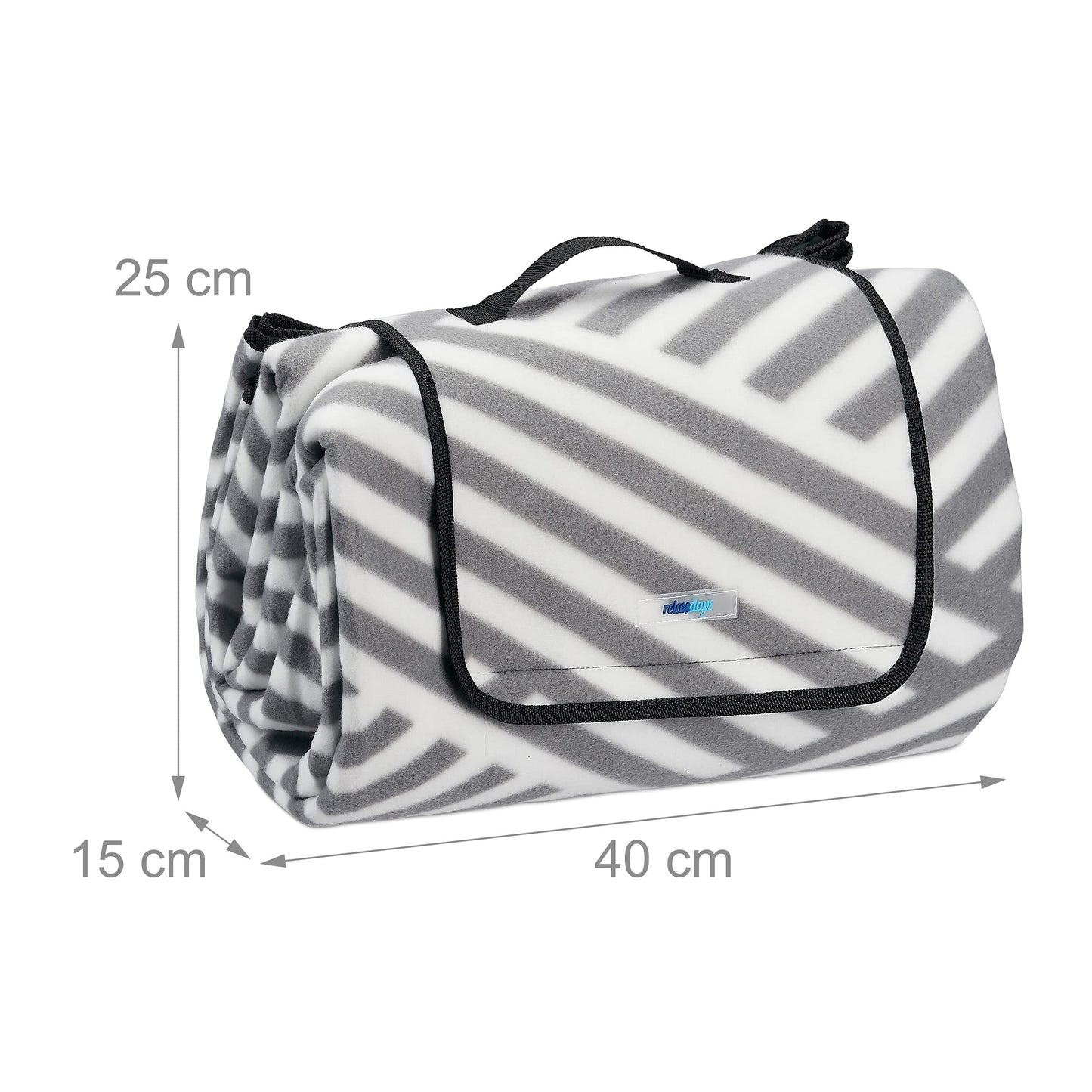 Relaxdays XXL Picnic Blanket, Aluminium Coating, Folding Beach Rug with Handle, 200x200 cm, Grey-White