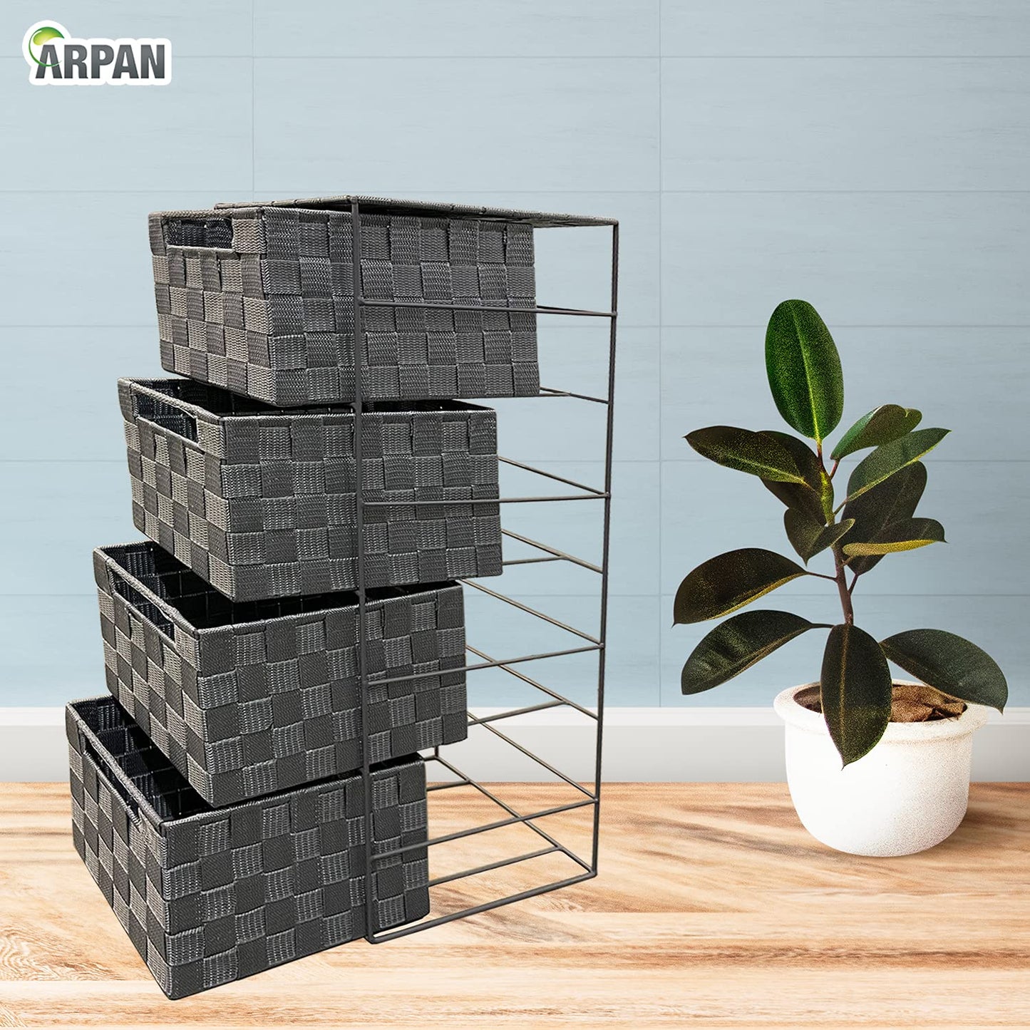 Arpan Grey 4 Drawer Storage Cabinet Unit Ideal for Home Office Bedroom Kitchen Bathroom