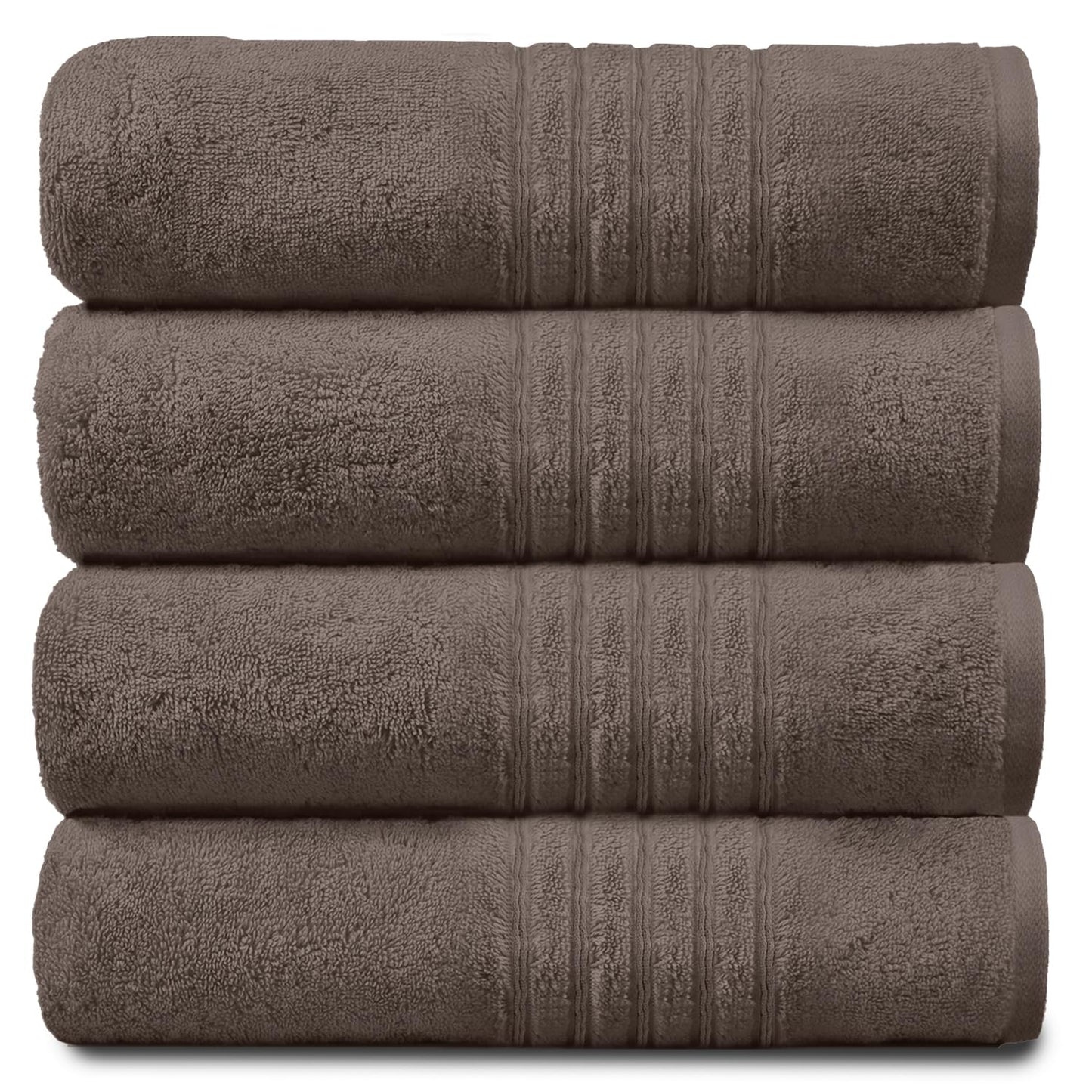 GC GAVENO CAVAILIA 4 PK Extra Large Bath Sheet, Water Absorbent Cotton Towels, 450 GSM Quick Dry Towels Set, Walnut