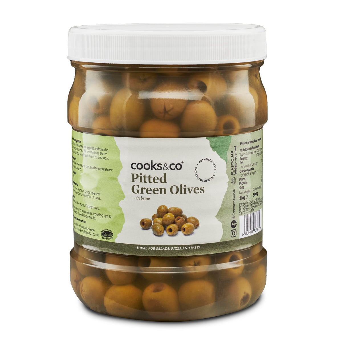 Cooks&Co Pitted Green Olives 3 x 1kg