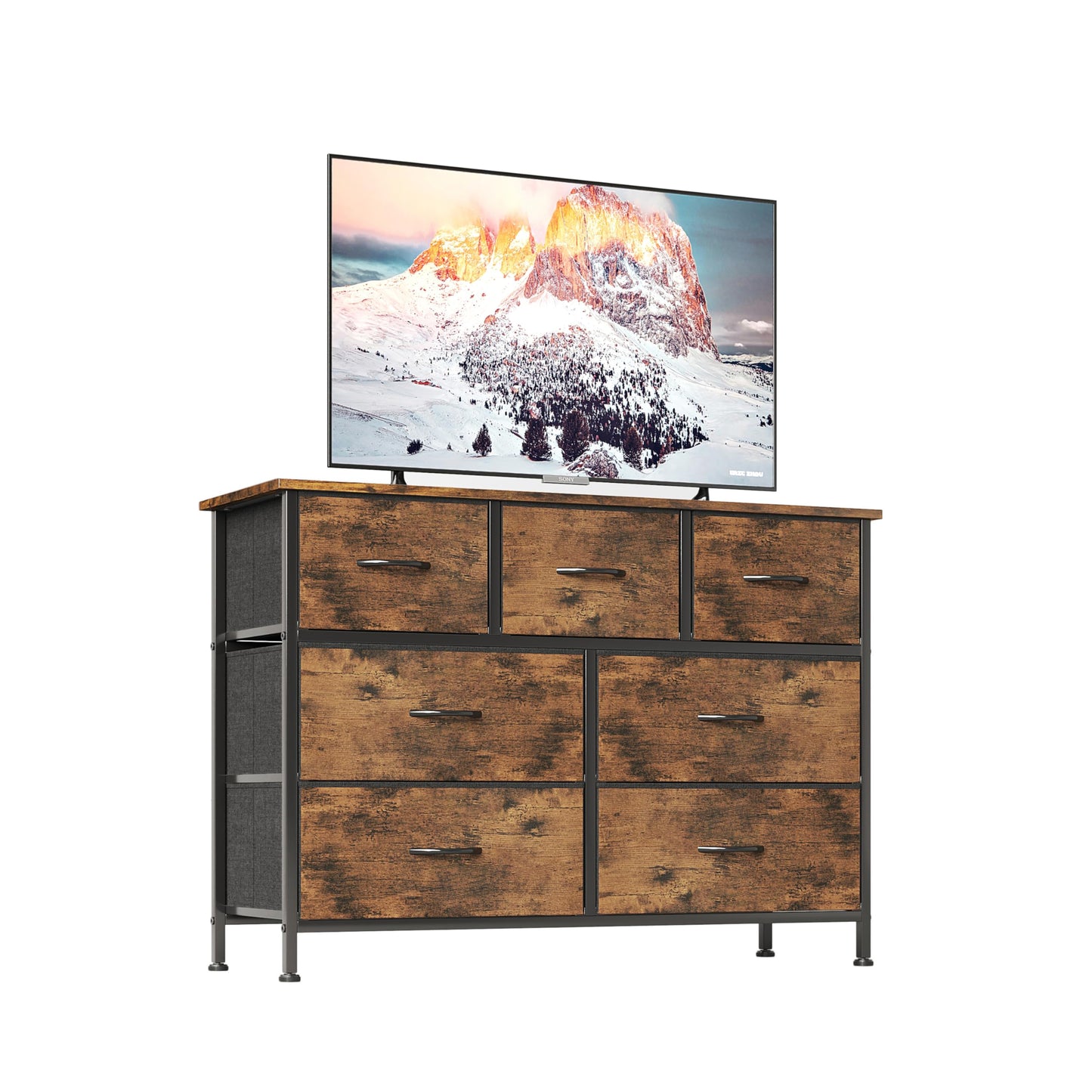 CAIYUN Chest of Drawers for Bedroom with 7 Drawers, Fabric Storage Drawer, Tall Brown Hallway Storage Unit