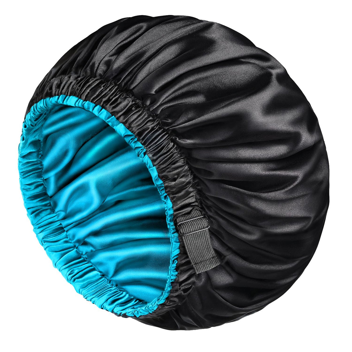 mikimini Satin Bonnet for Sleeping, Double Layer Large Hair Bonnet for Women and Men, Black Soft Hair Wrap with Adjustable Elastic Band for Long Curly