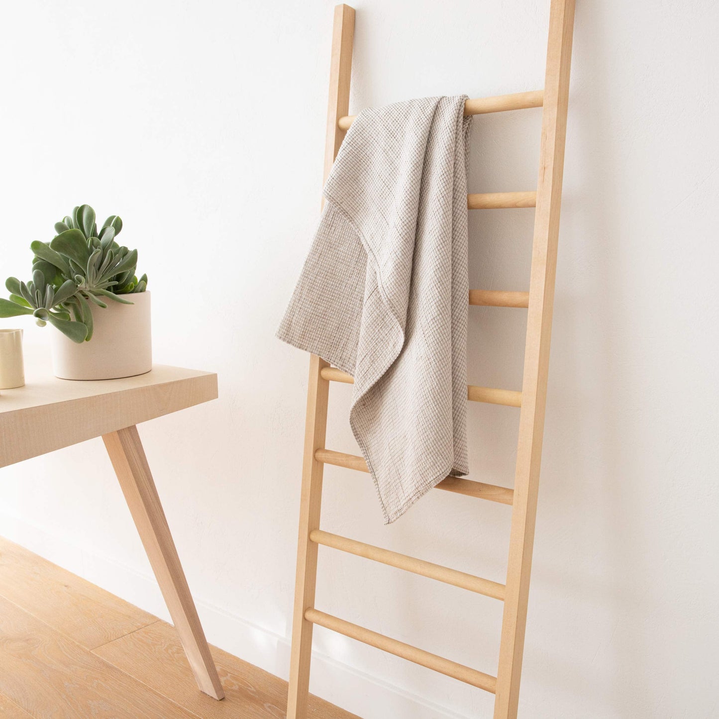 Natural Beige Linen Cotton Bath Towel Checkes