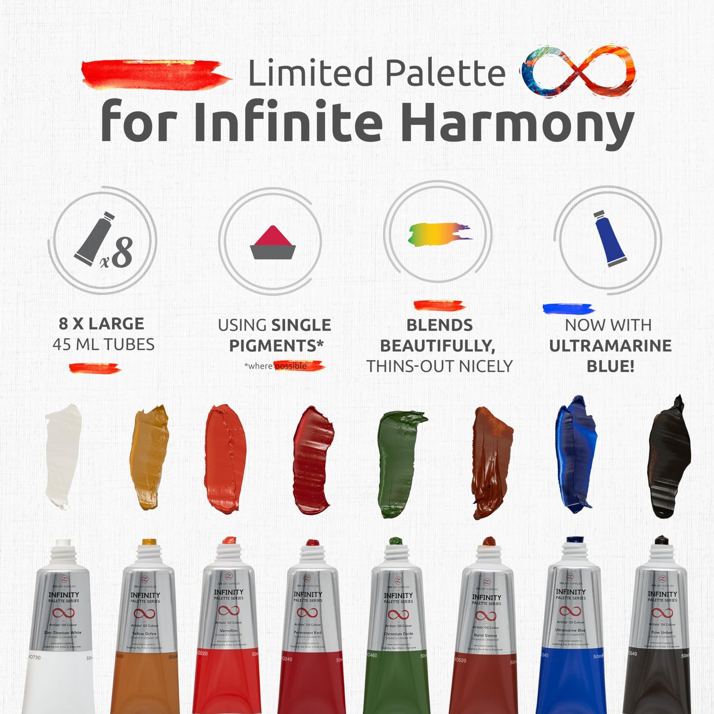 Portrait Oil Paint Set for Artists - 8 x 50ml Large Tubes - Non-Toxic Artist Oil Paints. Lightfast Oil Colours with High Pigmentation and Creamy