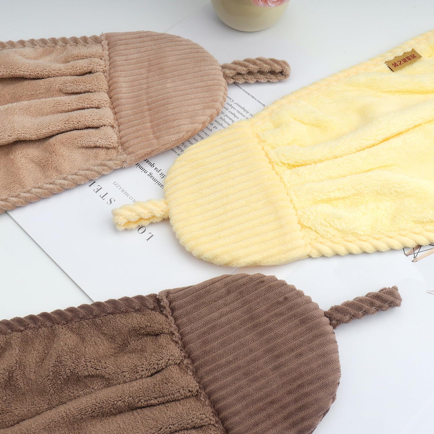 LHNNDM 3 Pack Microfibre Soft Hand Towels, Super Water Absorbent Towel with Hanging Loops for Bathroom Or Kitchen, Hanging, Soft, Absorbent