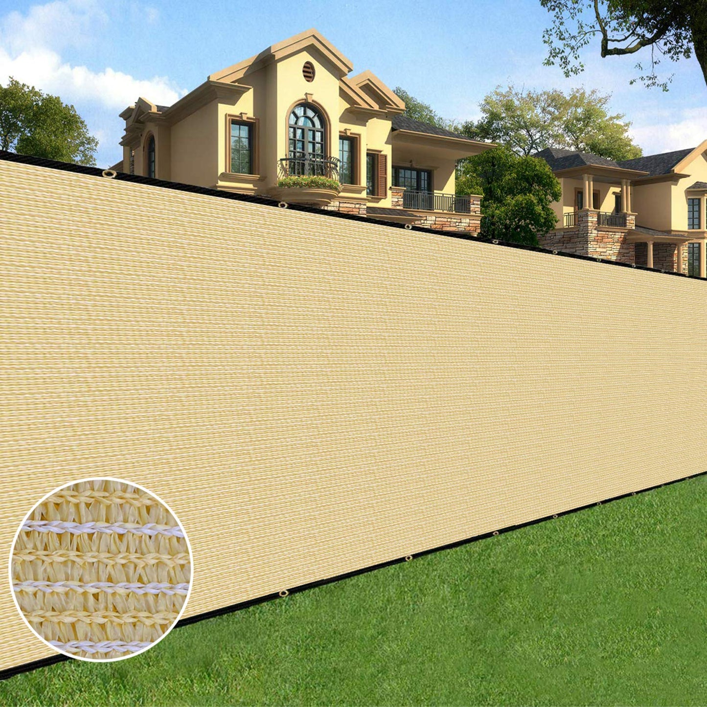 Sunnyglade 4 feet x 50 feet Privacy Screen Fence Heavy Duty Fencing Mesh Shade Net Cover for Wall Garden Yard Backyard (4 ft X 50 ft, Sand)