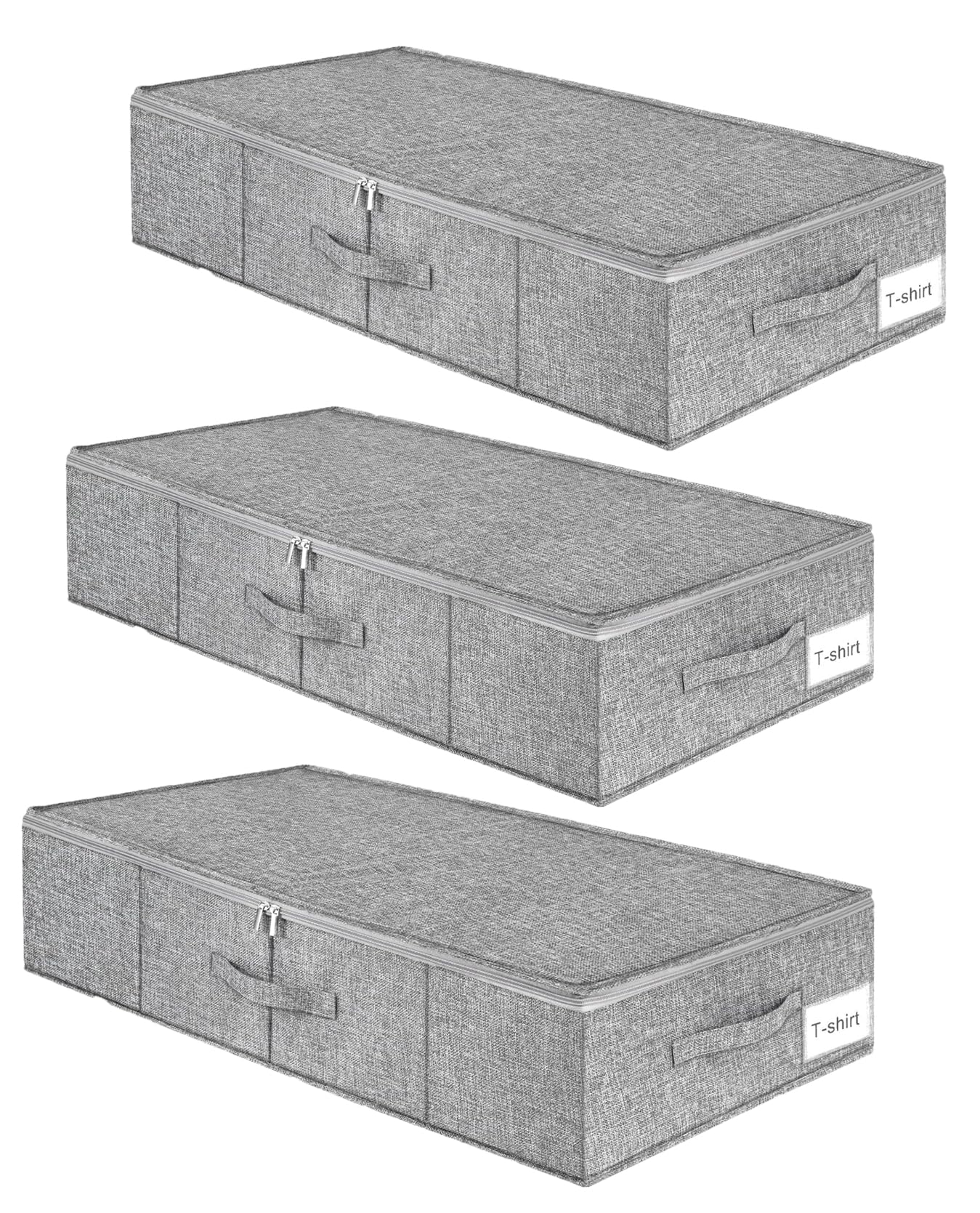 Under Bed Storage, 3 Pack Large Underbed Storage Boxes with Lids, Foldable Sturdy Under Bed Clothes Storage Drawer Organiser W/ 3 Handles, Ultra Thick