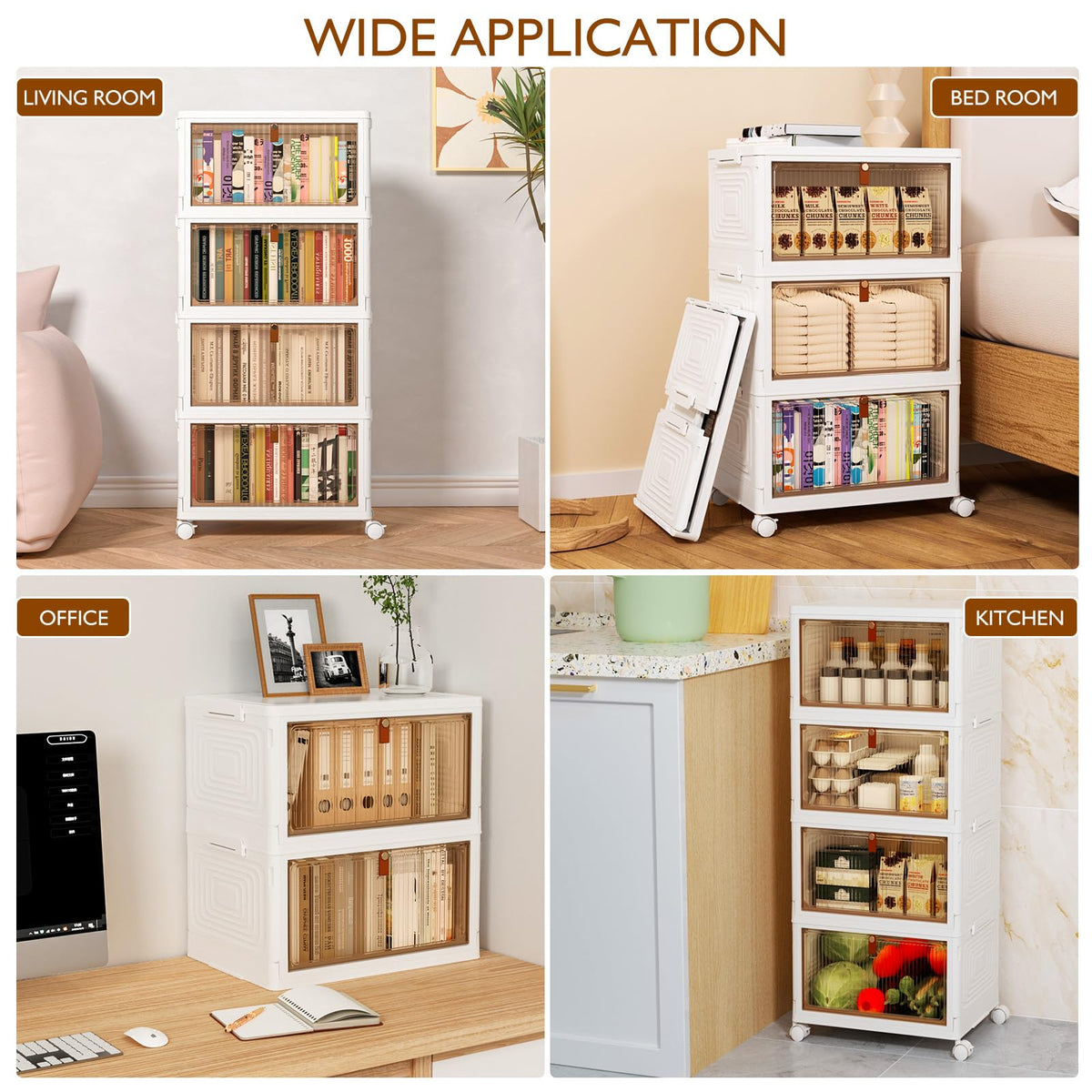 SavvyStor Storage Boxes with Lid - 4-Tier Plastic Storage Drawers, Stackable Boxes, Organiser for Bedroom Living Room