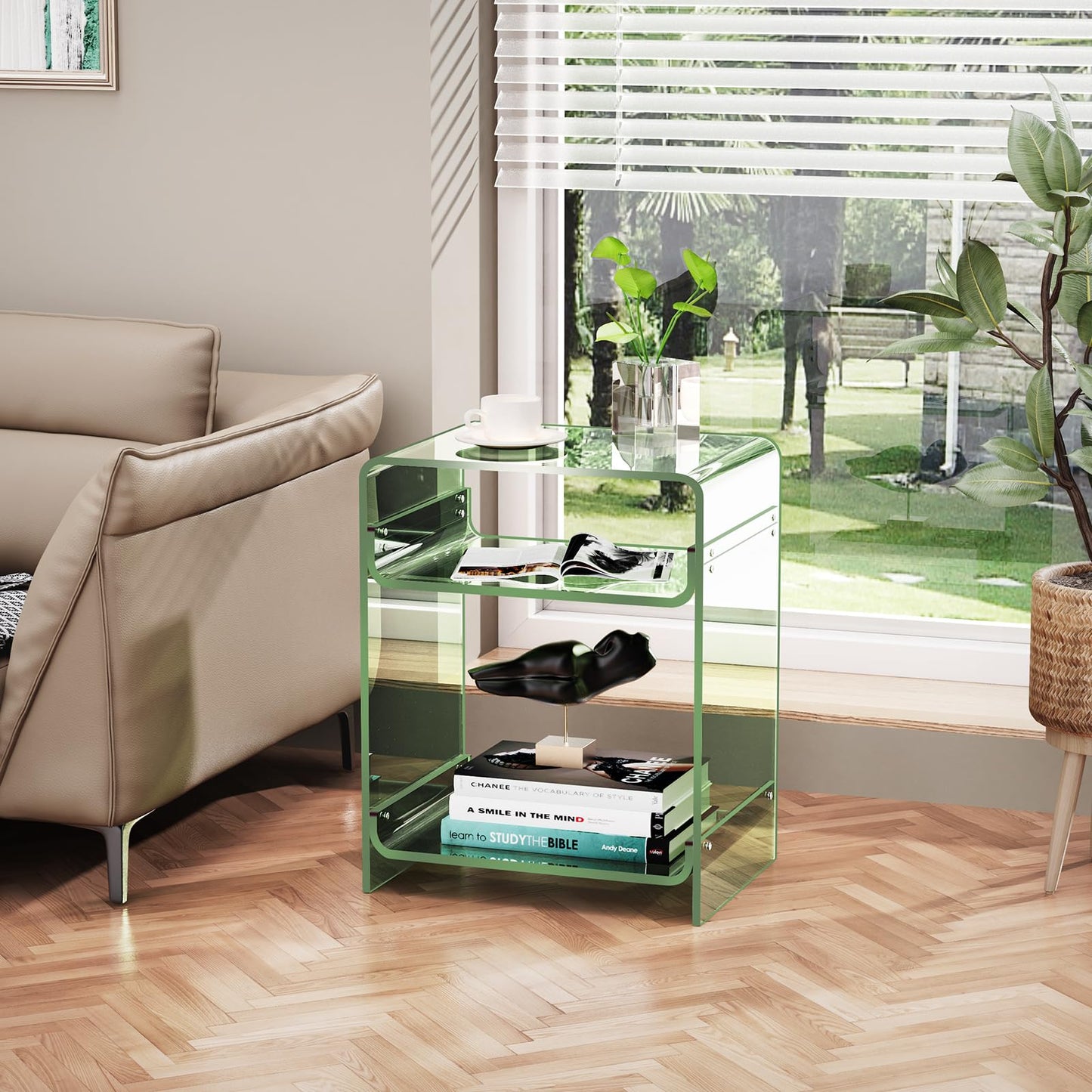 solaround Acrylic Side Table, 45 x 30 x 58 cm, Green