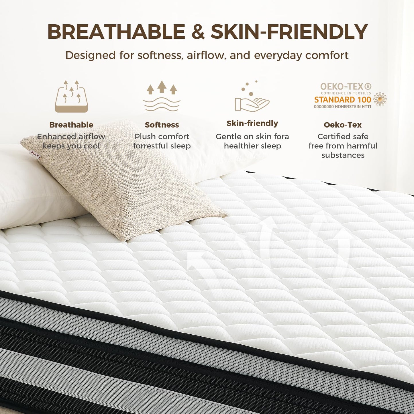 Resspry Single Mattress,10.6 Inch Hybrid Mattress