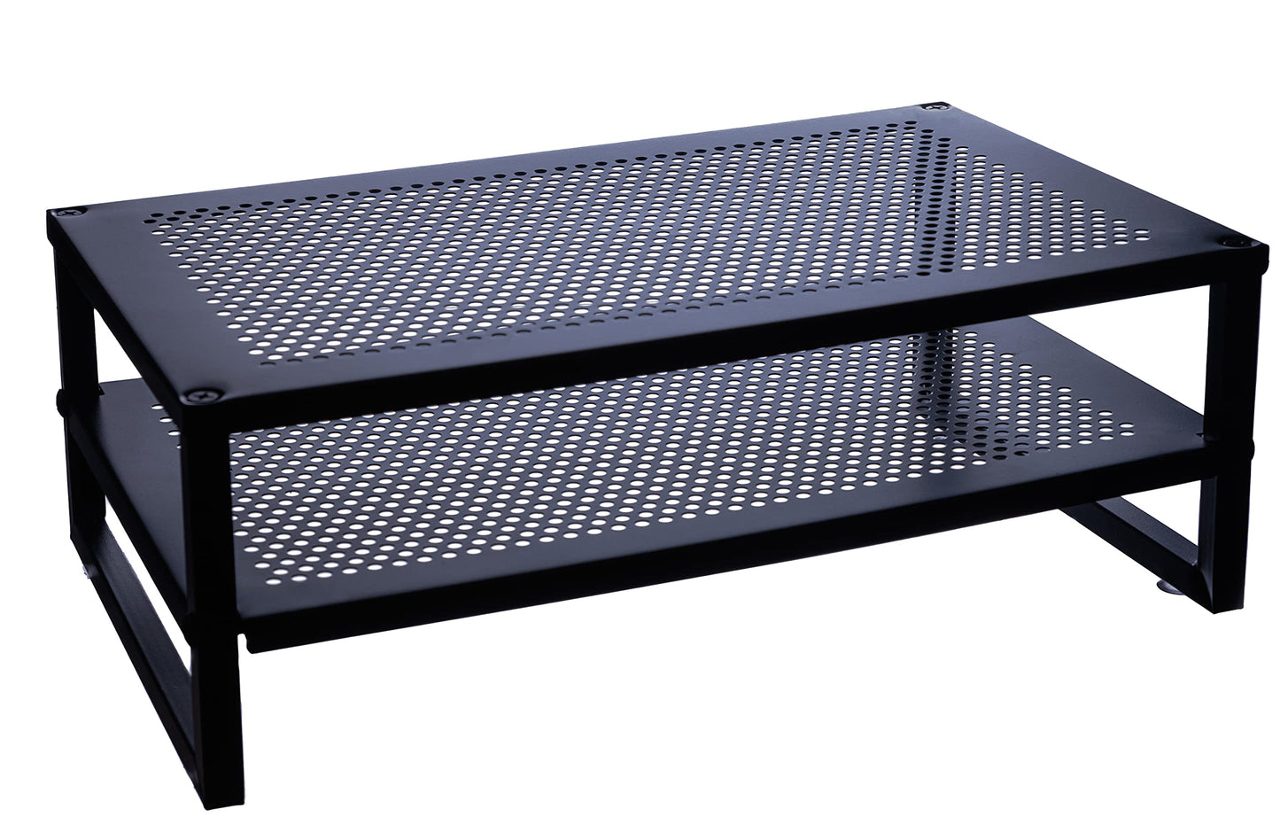 Amtido Metal Monitor Stand Riser ? Vented Ergonomic Desk Monitor Riser for Home Office ? Black Steel Construction to Improve Posture and Storage with