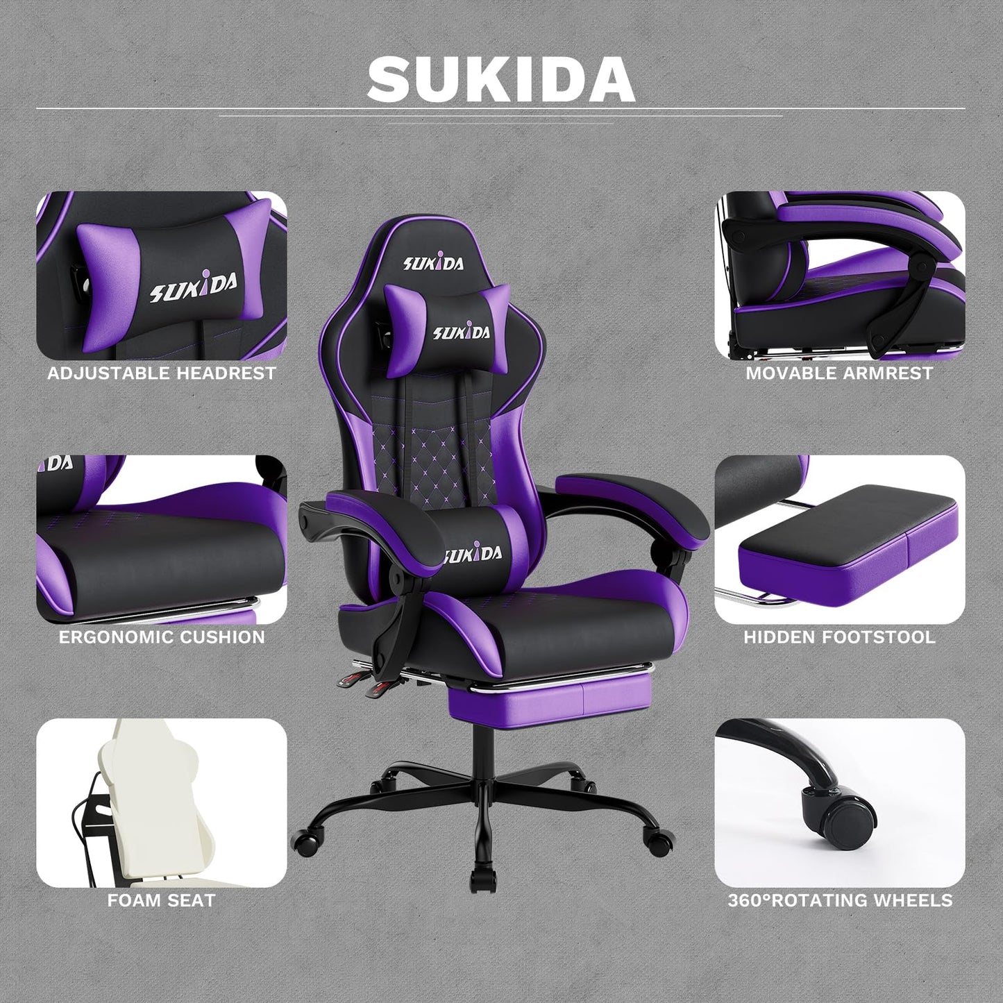 Gaming Ergonomic chair with Footrest Office Computer Chairs for Adults