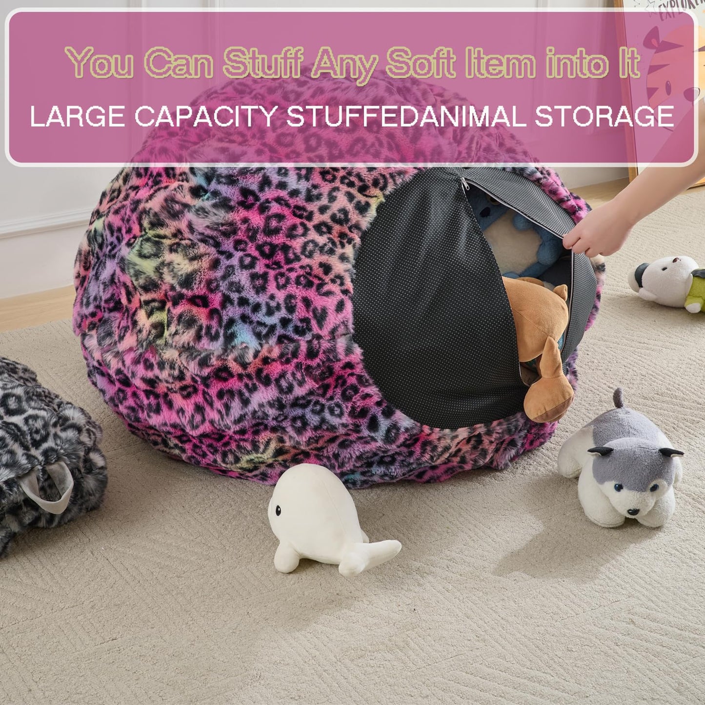 Fluffy Faux Rabbit Fur Bean Bag Chair Cover(No Filler),Cozy Shaggy Bubble Stuffed Animal Storage Large Bean Bag Cover for Bedroom Living Room,Fuzzy