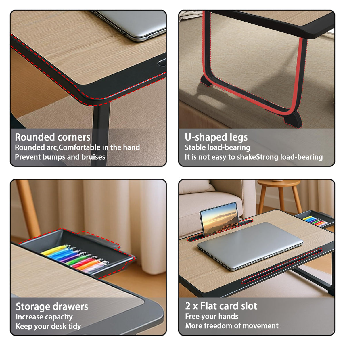 Laptop Bed Desk - Lap Desk for Breakfast in Bed, Study, Office Work, Gaming, Writing & Reading,Tray Table for Sofa, Couch