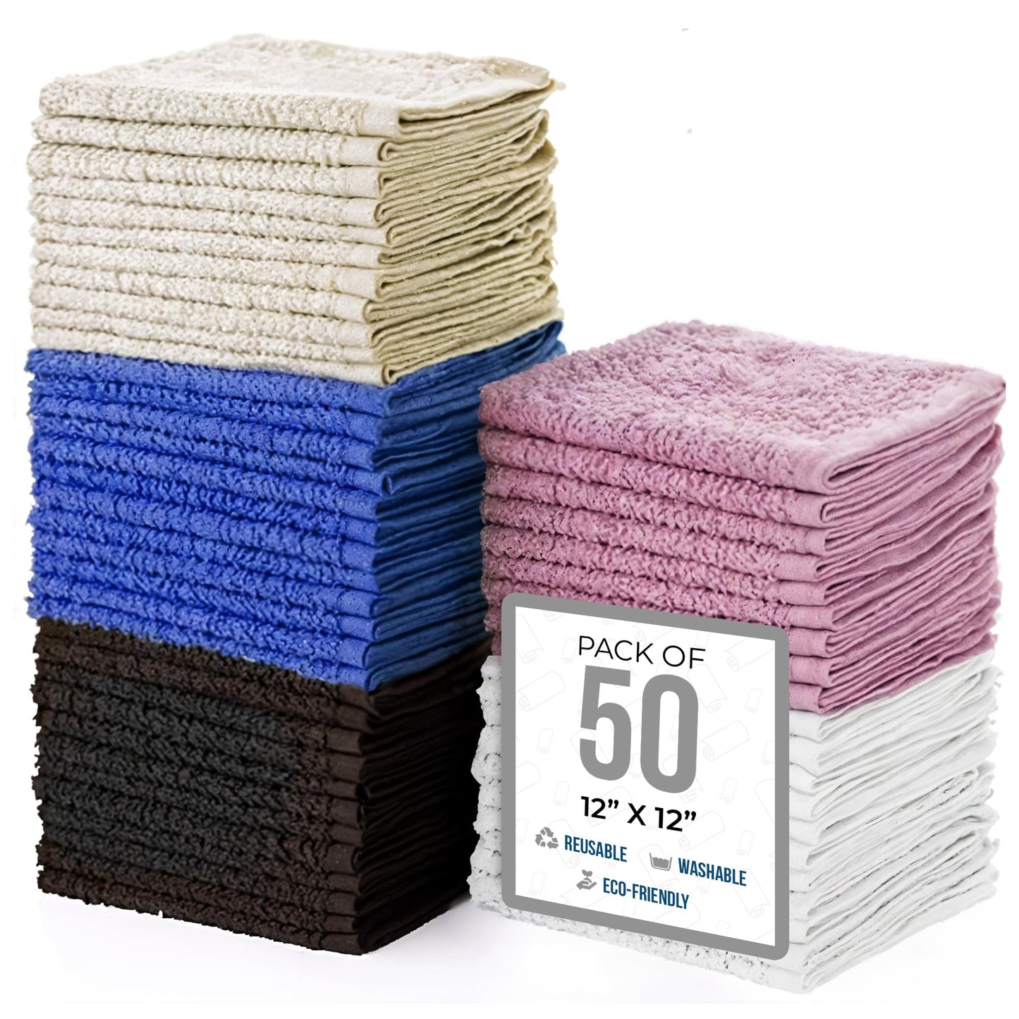 Simpli-Magic 79264 Cotton Washcloths, Size: 12?x12?, Multi Color, 60 Pack