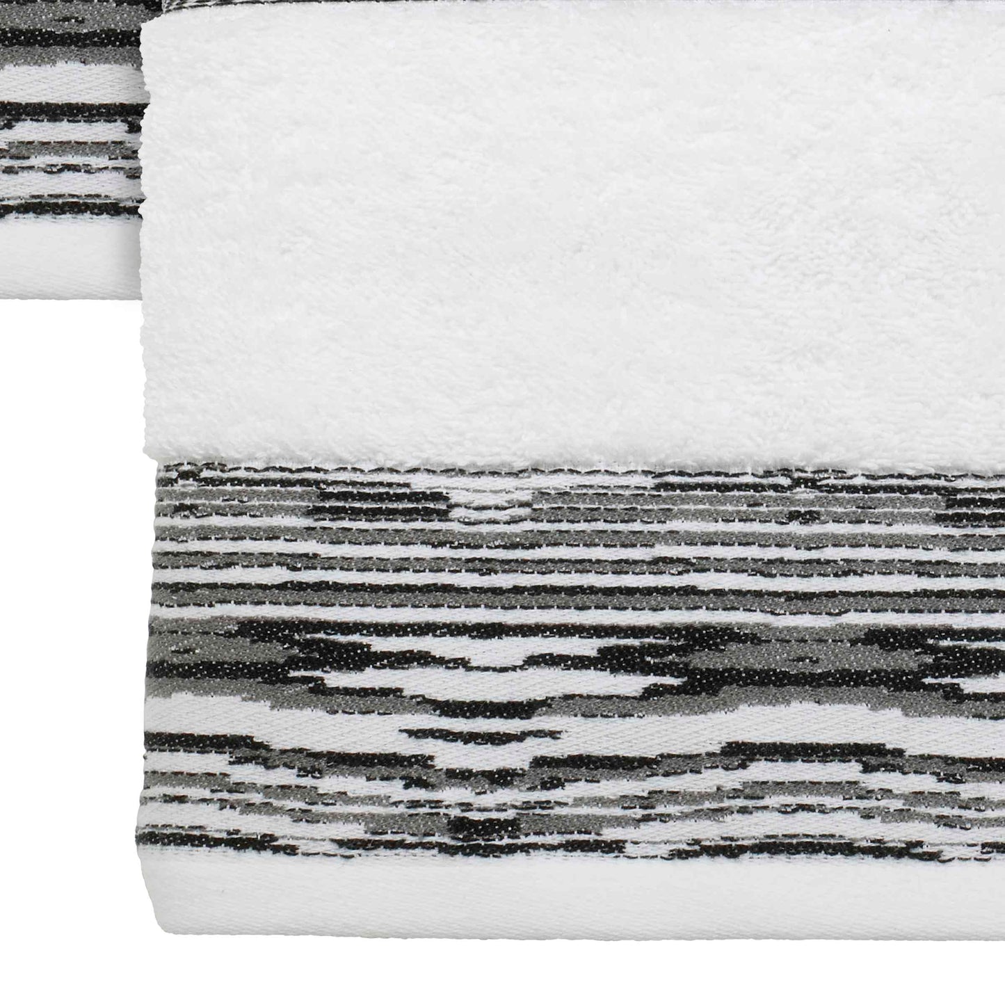 Nicole Miller - Towels, 4pc Soft & Absorbent Towel Set, Dorm Room Essentials (Syndey Collection, White/Black)