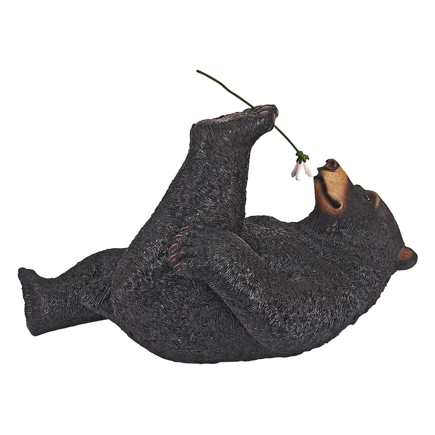 Design Toscano Smell The Flowers Garden Bear Statue - Black
