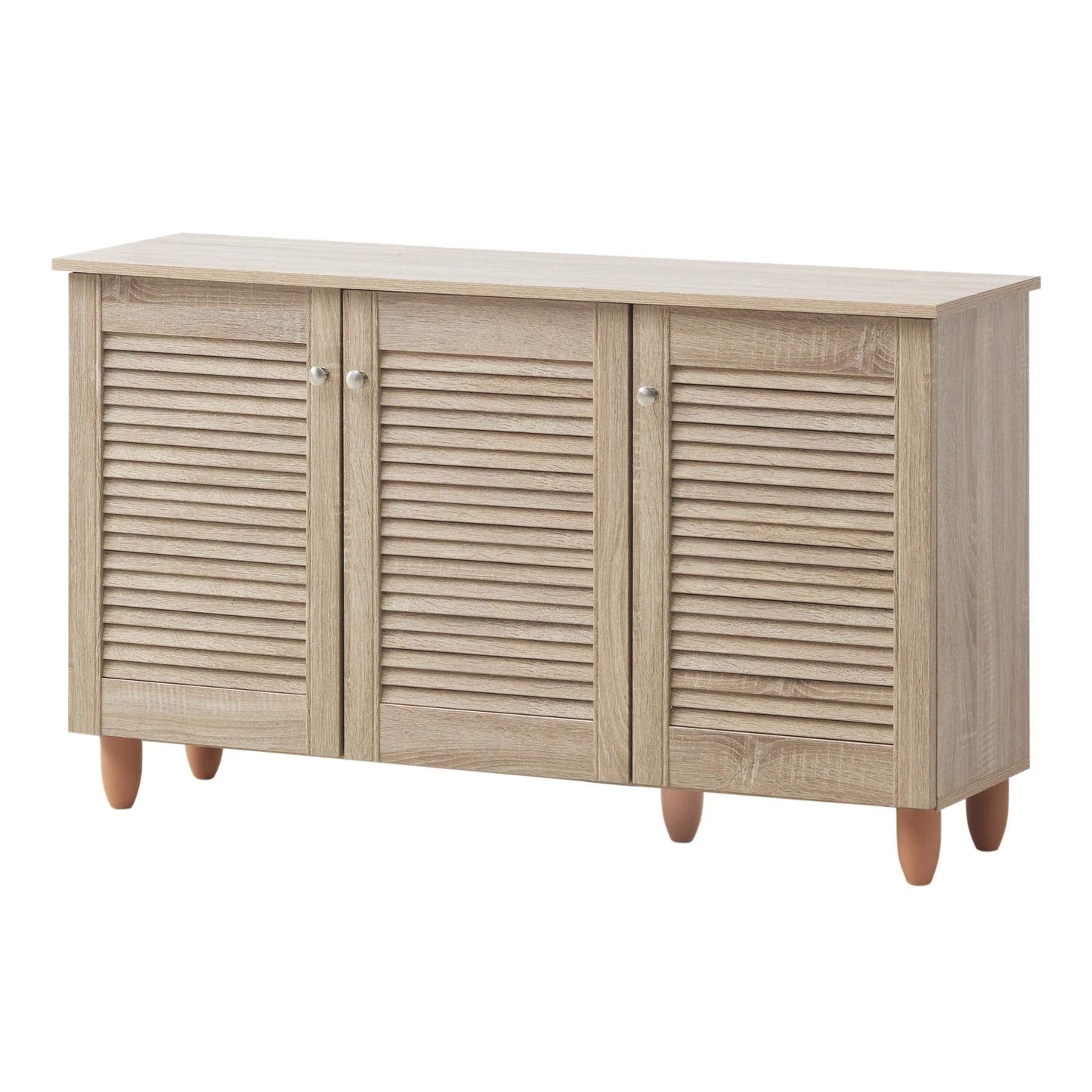 TAD TIMBER ART DESIGN UK Modern Shoe Storage Cabinet 3 Doors Footwear Stand Rack Unit Cupboard Sonoma Oak