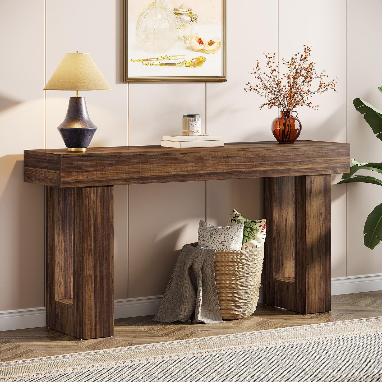 Tribesigns 160 cm Long Console Table, Wooden Rectangular slim Console Table Behind Sofa, Farmhouse Entryway Table for Entrance, Hallway, Living Room