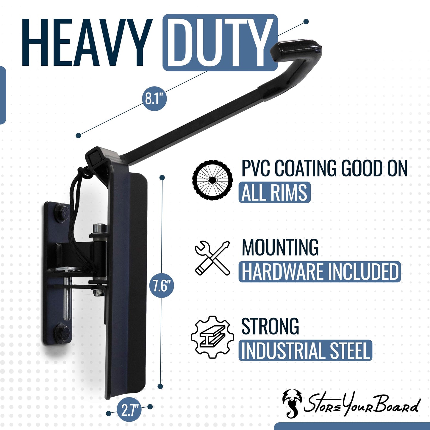 StoreYourBoard Swivel Bike Wall Rack, Garage Hanger Hook, 2 Pack, Black (06499)