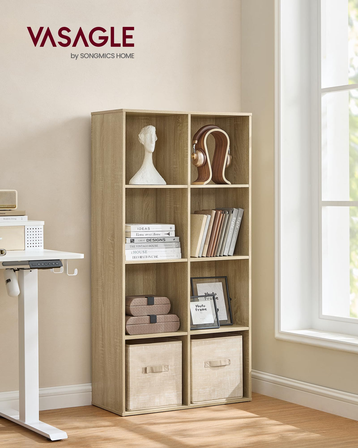 VASAGLE 8-Cube Bookcase, Bookshelf, Cube Storage Unit, Wooden Bookcase and Display Shelf, Freestanding Cabinet Unit for Office, Living Room, Bedroom,
