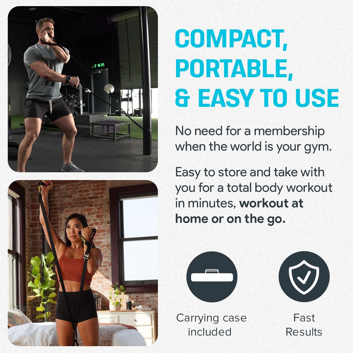 Bullworker ISO-FLO Isometric Exercise Equipment - Suspension Trainer Straps & Resistance Bands for Calisthenics, Pilates and Strength Training,