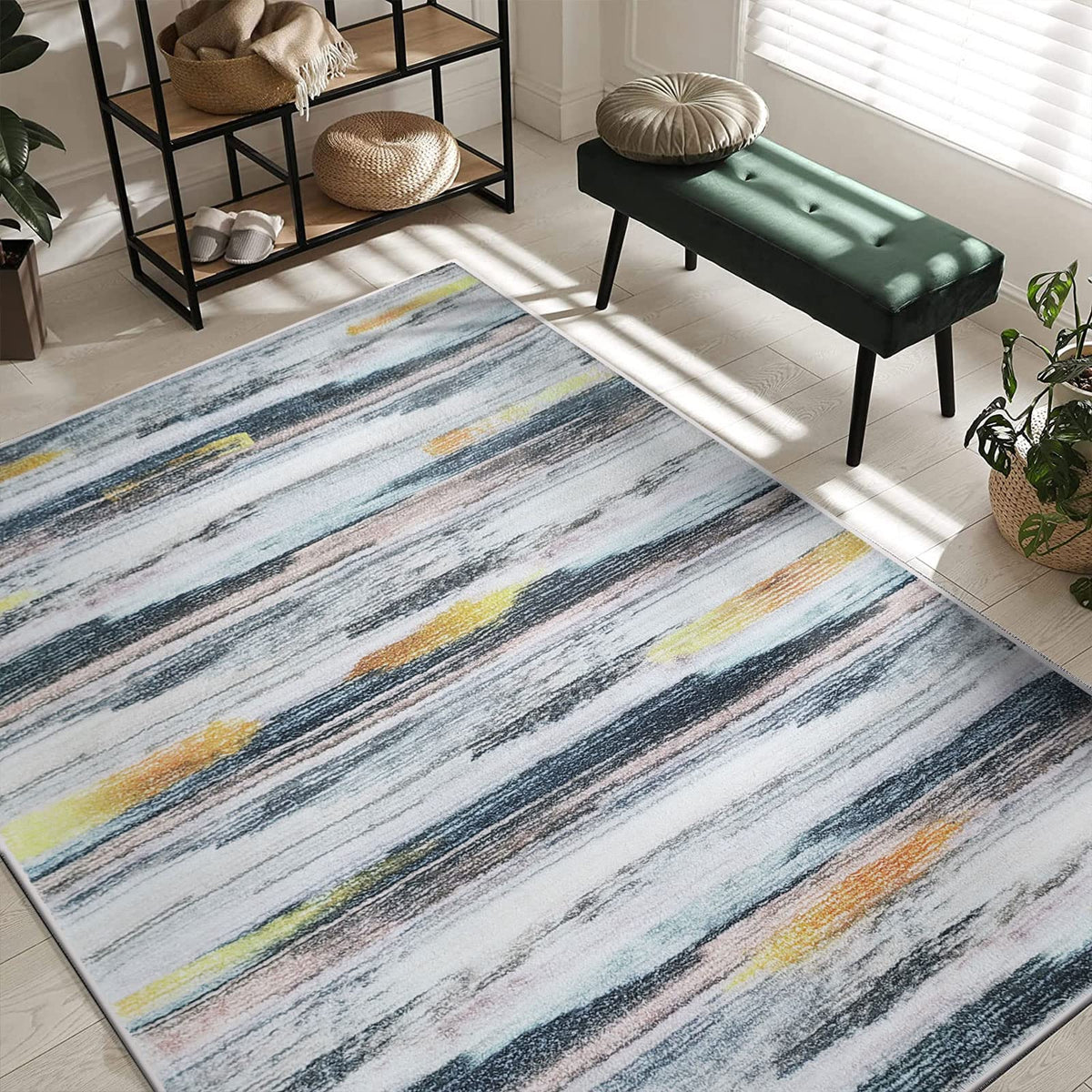 Tinyboy-hbq Artistic Traditional Rug - Fluffy Bedroom & Living Room Striped Design - Large Modern Soft Area Rug - Short Pile Carpet (Stripe, 200 x 250