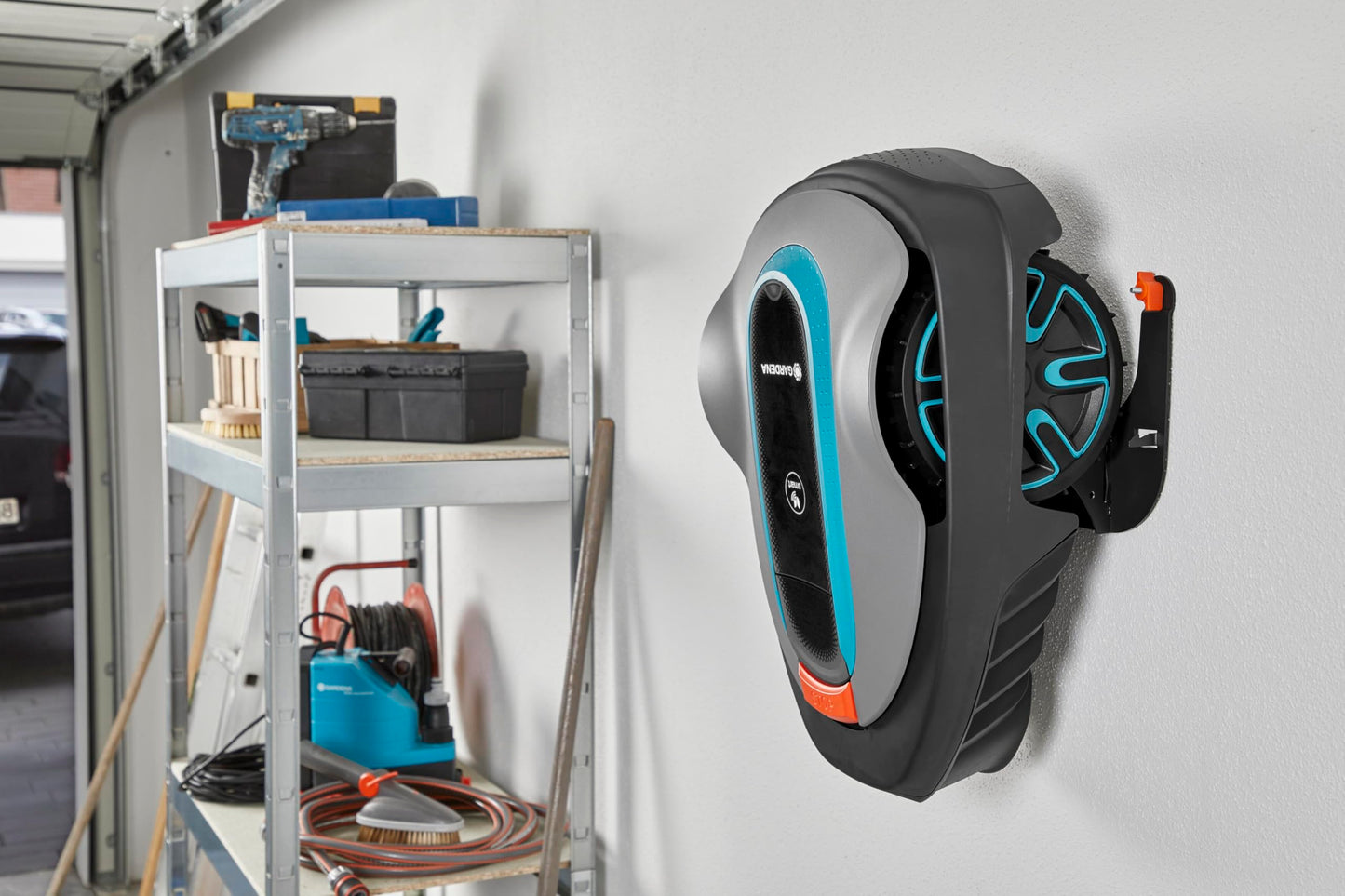 Gardena Wall Hanger: Wall Hanger for All SILENO Models ? minimo, City and Life ? Protection from Sun and rain, Space-Saving Storage, Easy to Install,