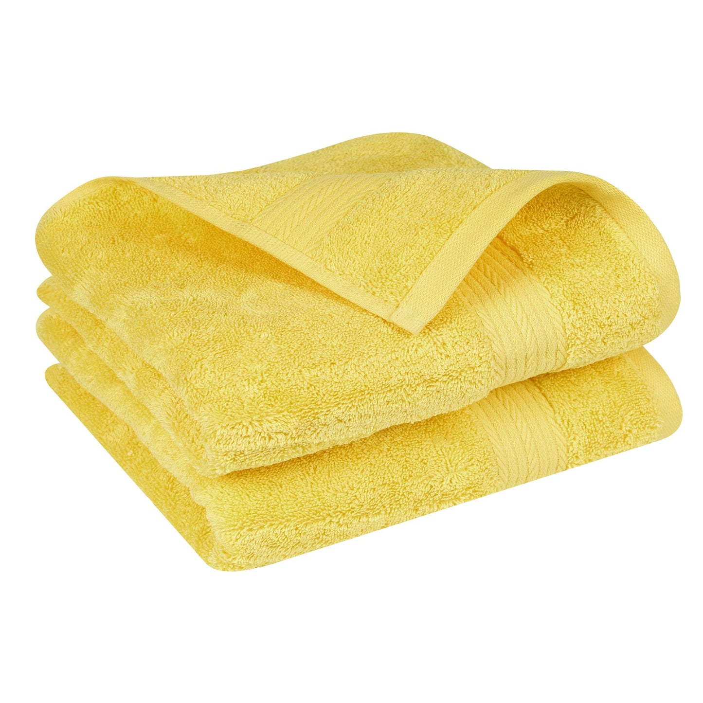 Ample Decor Hand Towel Set of 2 – 46 x 72 cm, 400 GSM, 100% Cotton – Quick-Drying, Super Absorbent – Ideal for Bathroom, Gym, Spa – Yellow