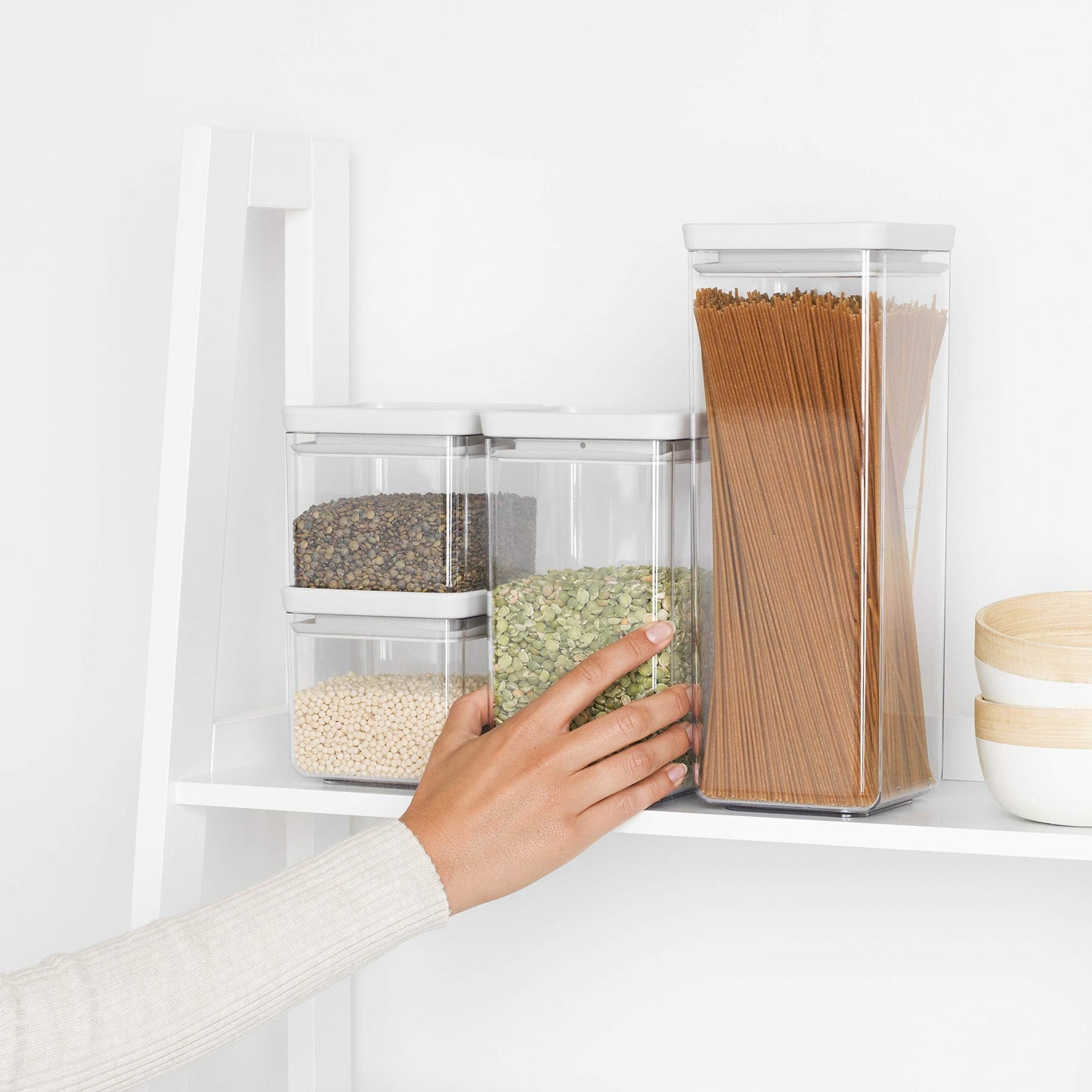 Brabantia 122569 Tasty+ Square Canister / Storage Jar, Set of 4, Light Grey