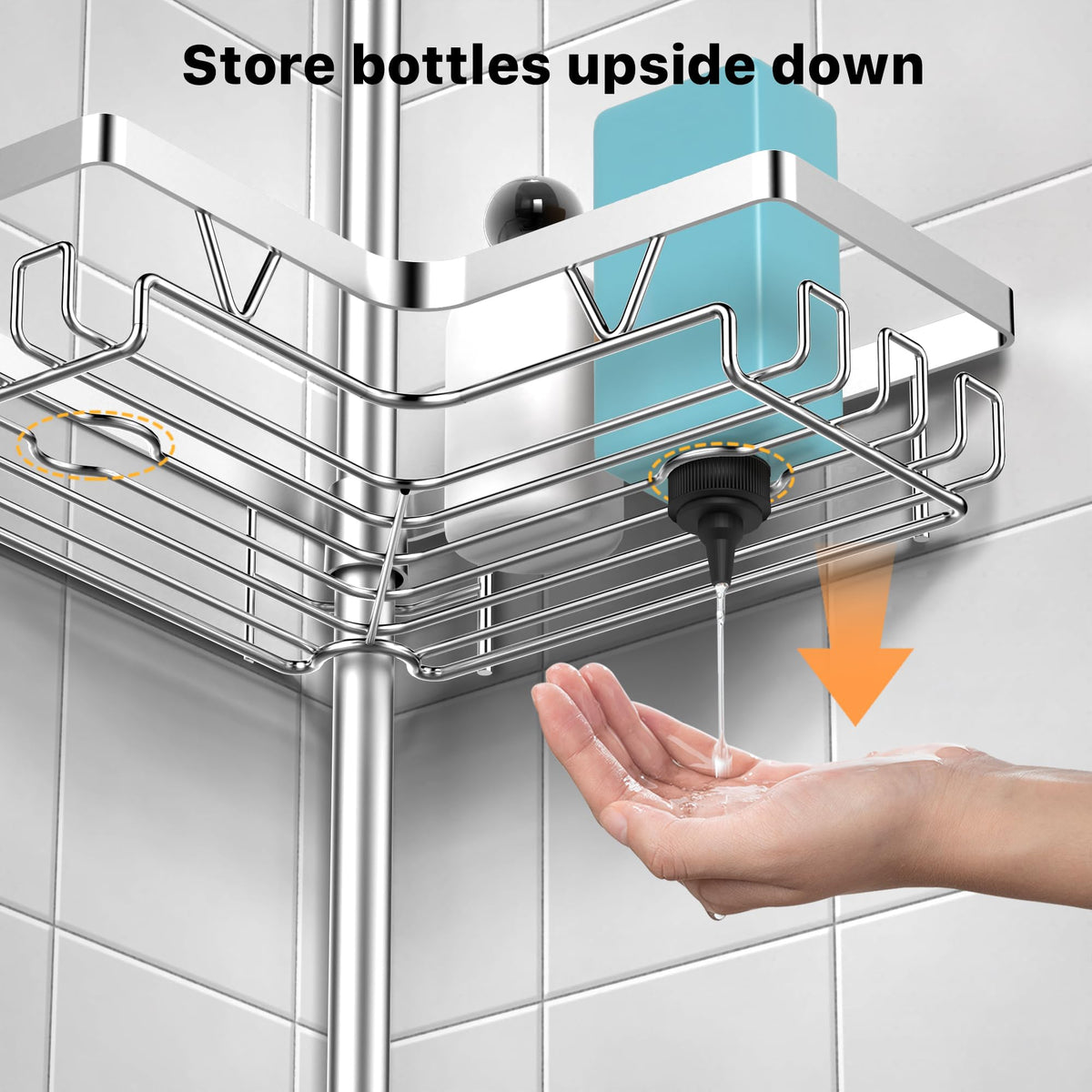 Kegii 6-Tier Telescopic Shower Caddy Corner, Corner Shower Caddy Adjustable Pole (63.5-290 cm)
