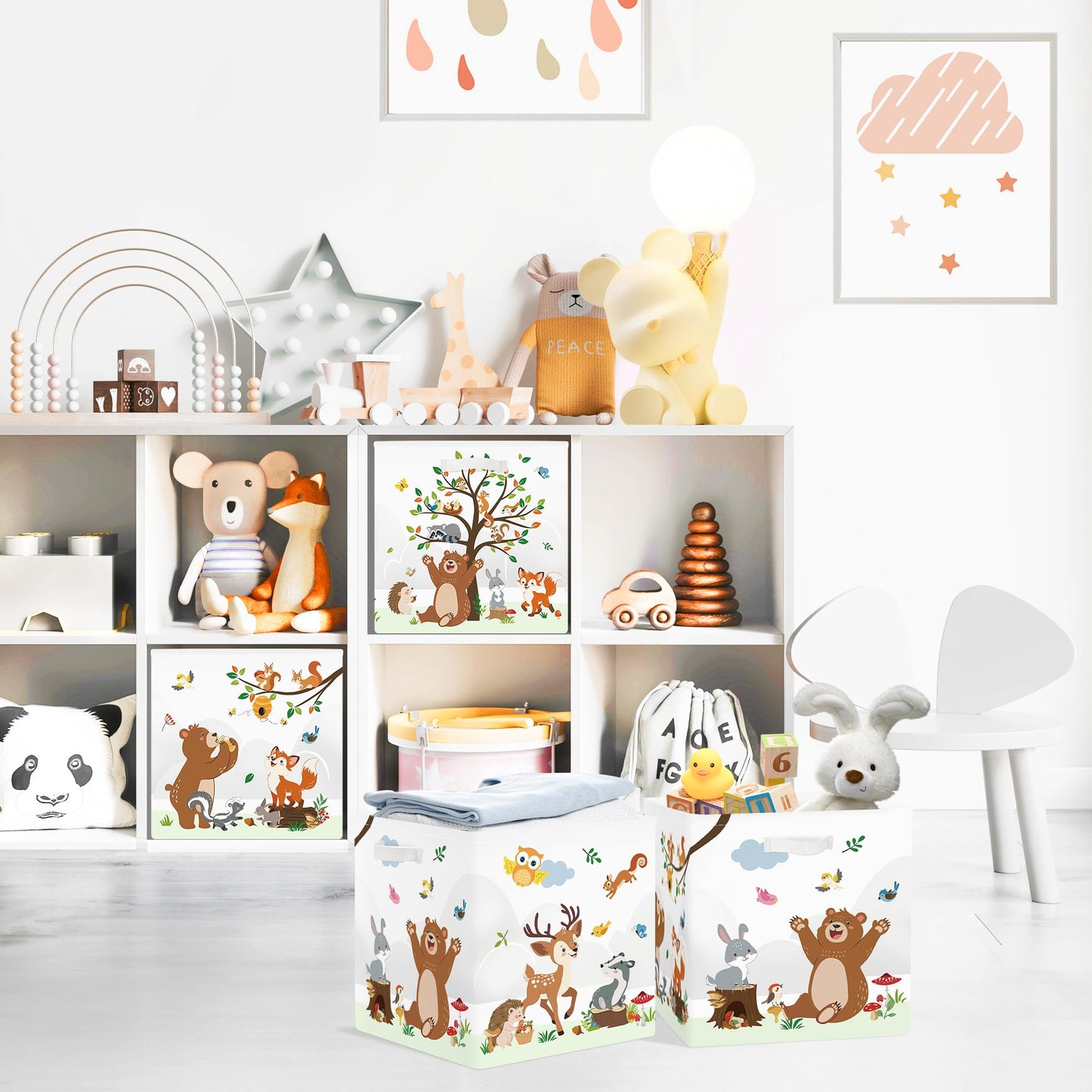 Clastyle 3 pcs Animals Cube Storage Boxes for Shelves Kallax Boxes