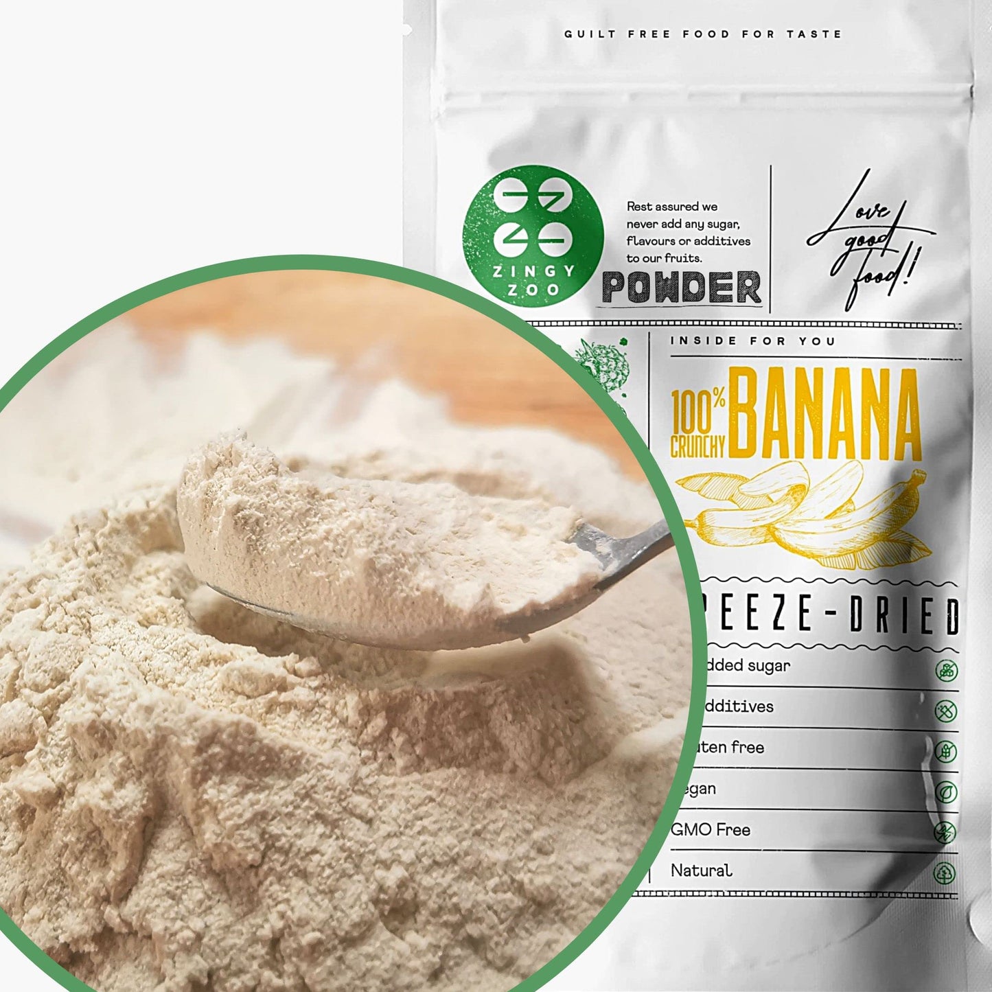 Freeze Dried Banana Powder | XL 300g Raw Natural Sweetener Freeze Dried Fruit Powder | Gluten Free Dehydrated Banana Powder Food | Use for Smoothie,