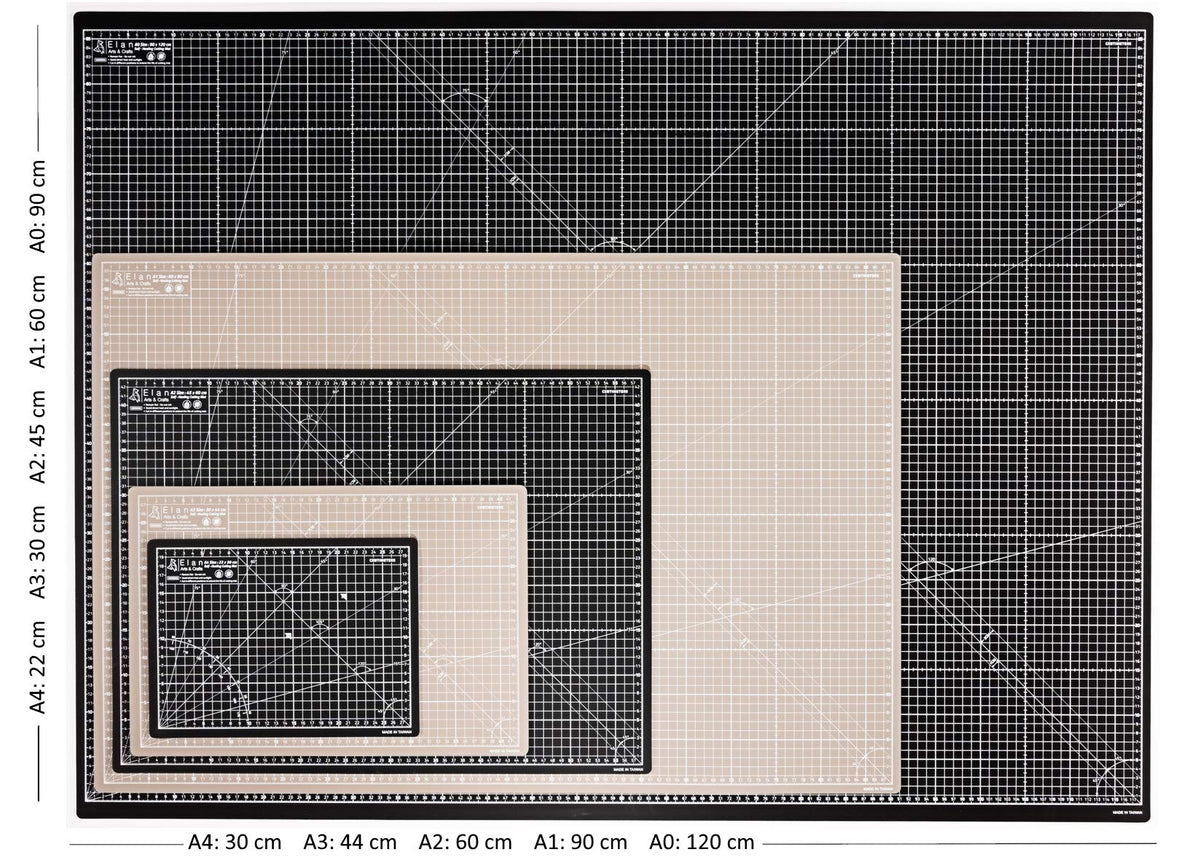 Elan A0 Cutting Mat Black and Taupe, 5-Ply Hobby Board for Crafts 120X90 CM, Extra Large Self Healing Cutting Mat A0, Extra Large Craft Board Black