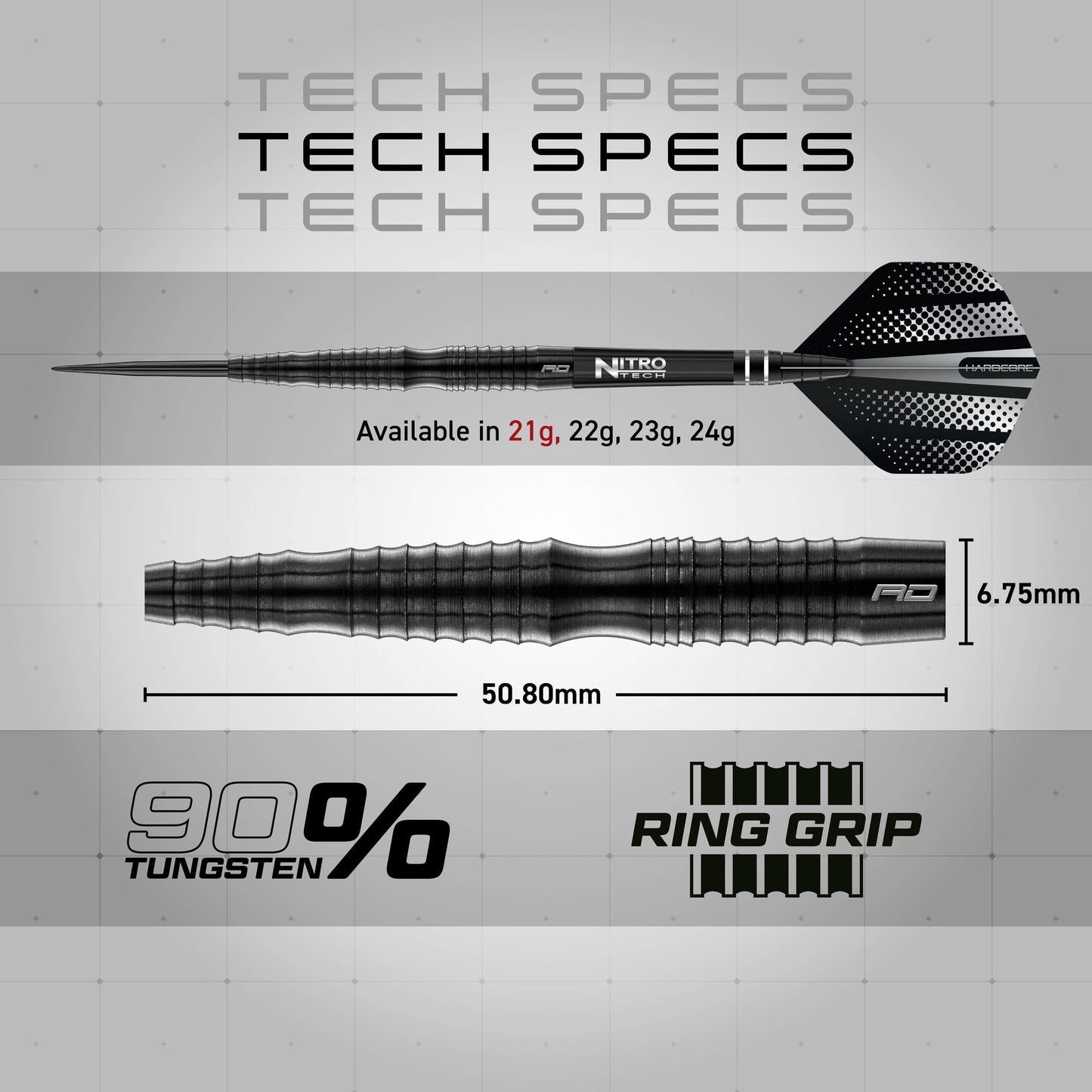 RED DRAGON Razor Edge Extreme 21 Gram Professional Tungsten Darts Set with Flights and Stems