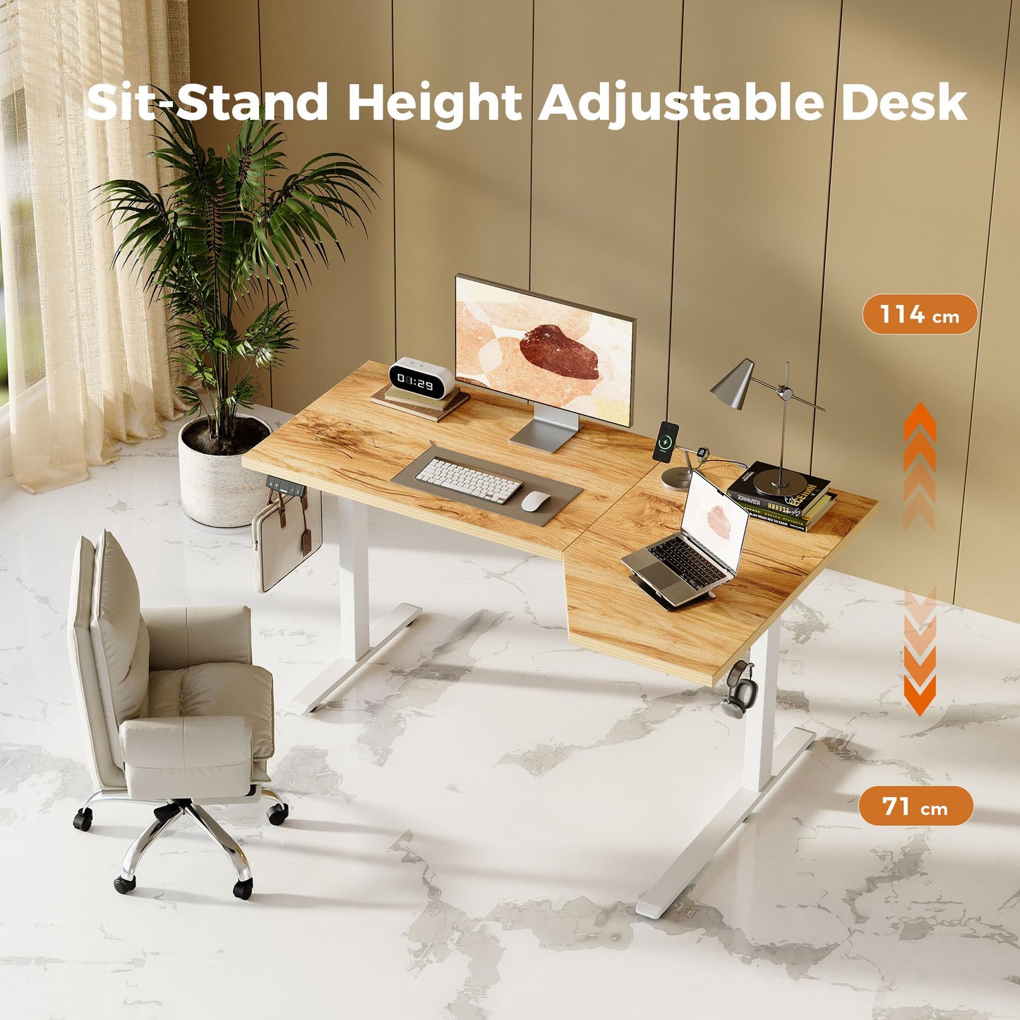 Agilestic L-Shaped Electric Standing Desk, 2 Memory Height, 150x90cm